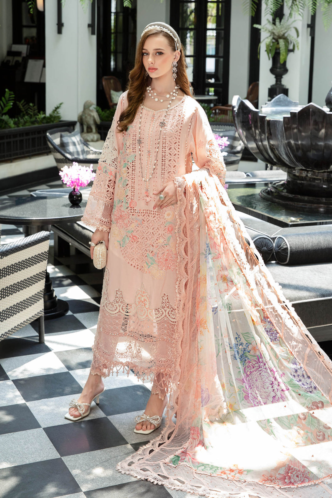 MARIA B EID LAWN COLLECTION EL-23-07-Peach - Riwayat-e-khas