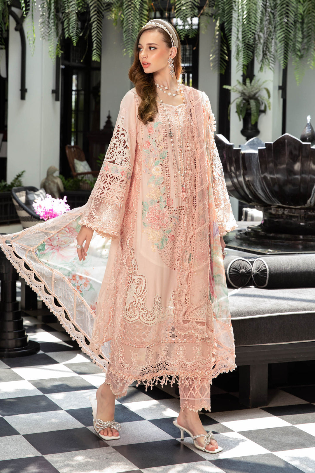 MARIA B EID LAWN COLLECTION EL-23-07-Peach - Riwayat-e-khas