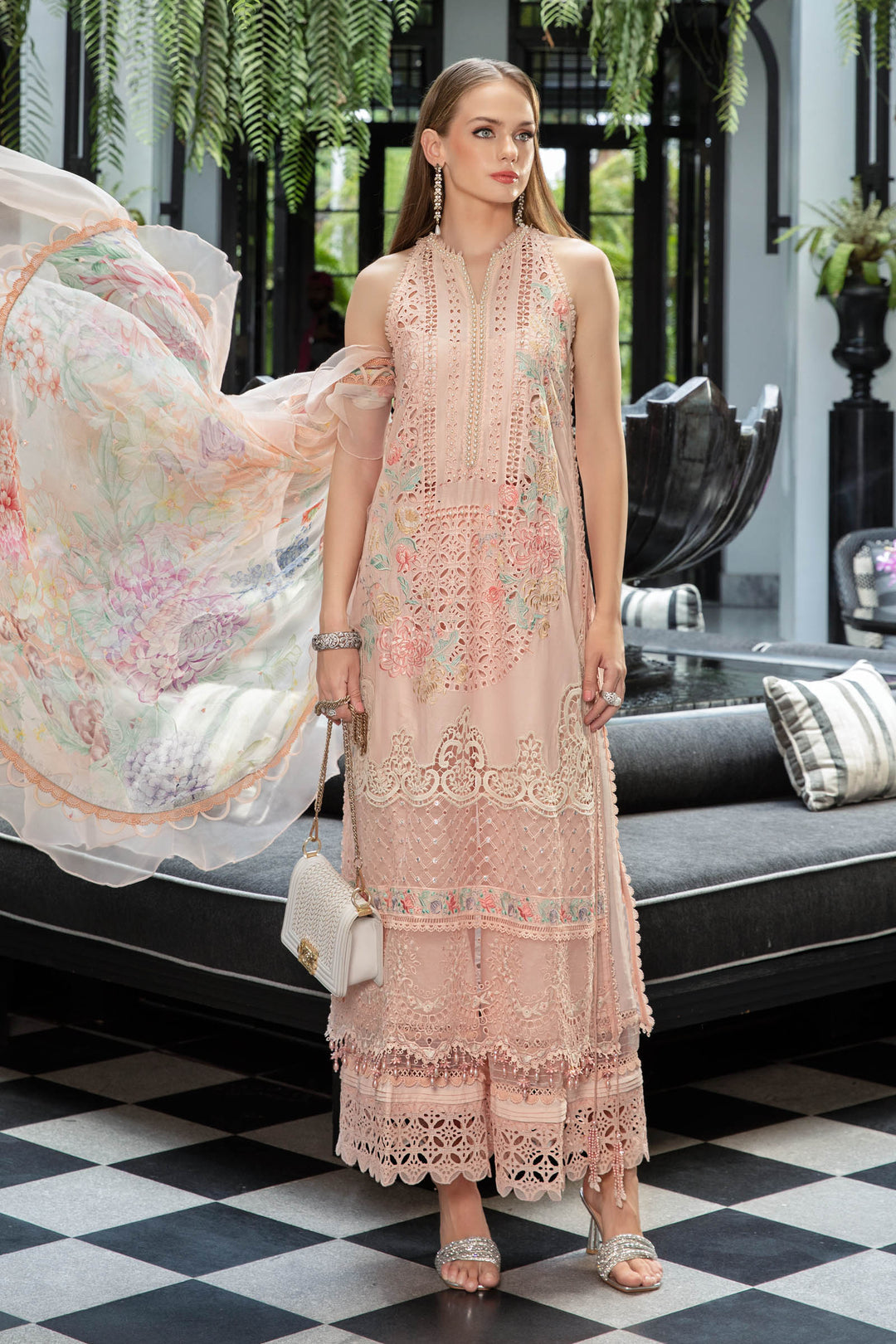 MARIA B EID LAWN COLLECTION EL-23-07-Peach - Riwayat-e-khas
