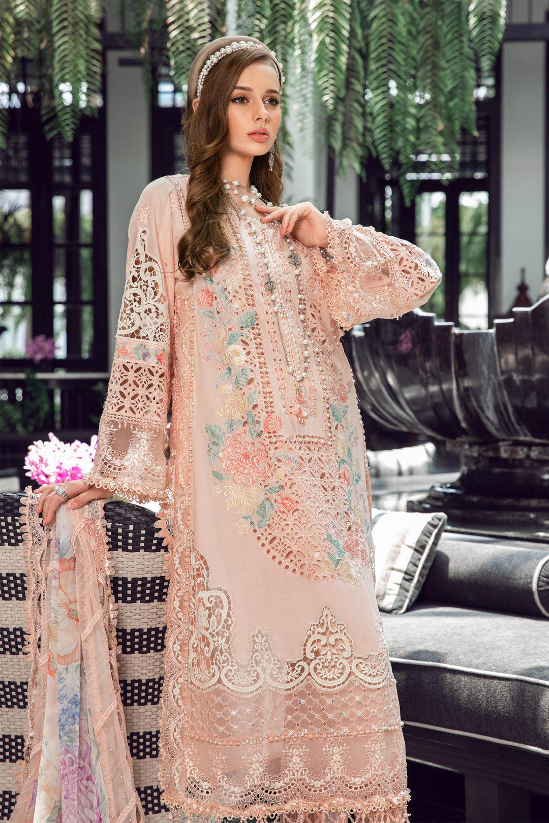MARIA B EID LAWN COLLECTION EL-23-07-Peach - Riwayat-e-khas