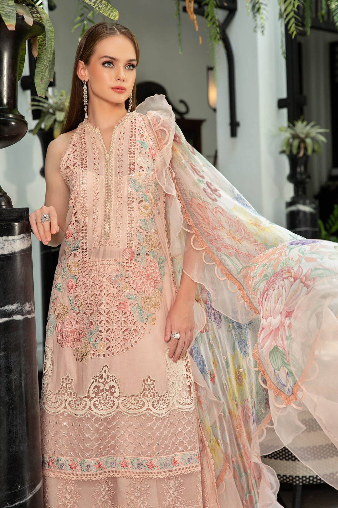 MARIA B EID LAWN COLLECTION EL-23-07-Peach - Riwayat-e-khas