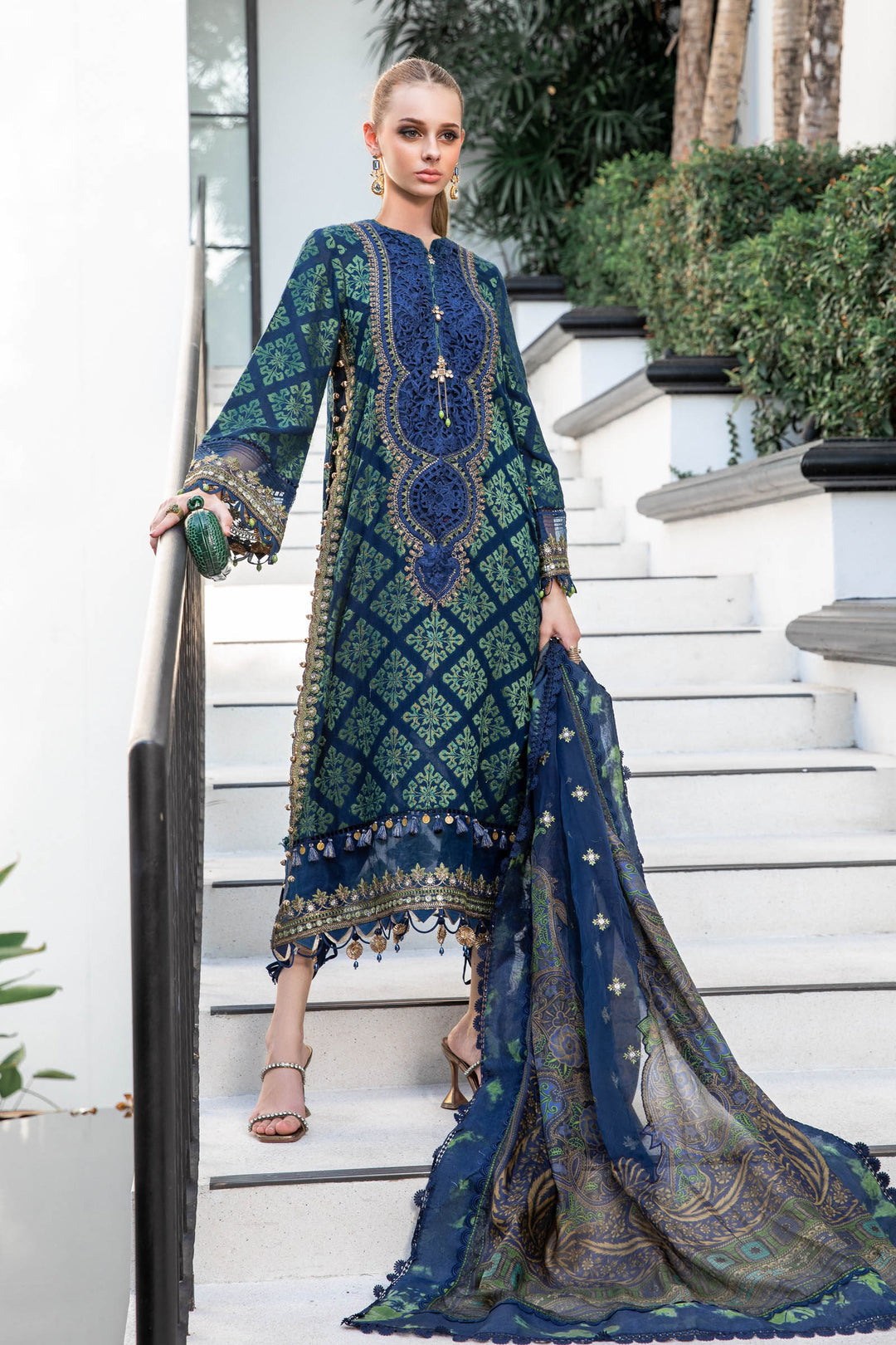 MARIA B EID COLLECTION UNSTITCHED EL-23-08-Blue - Riwayat-e-khas