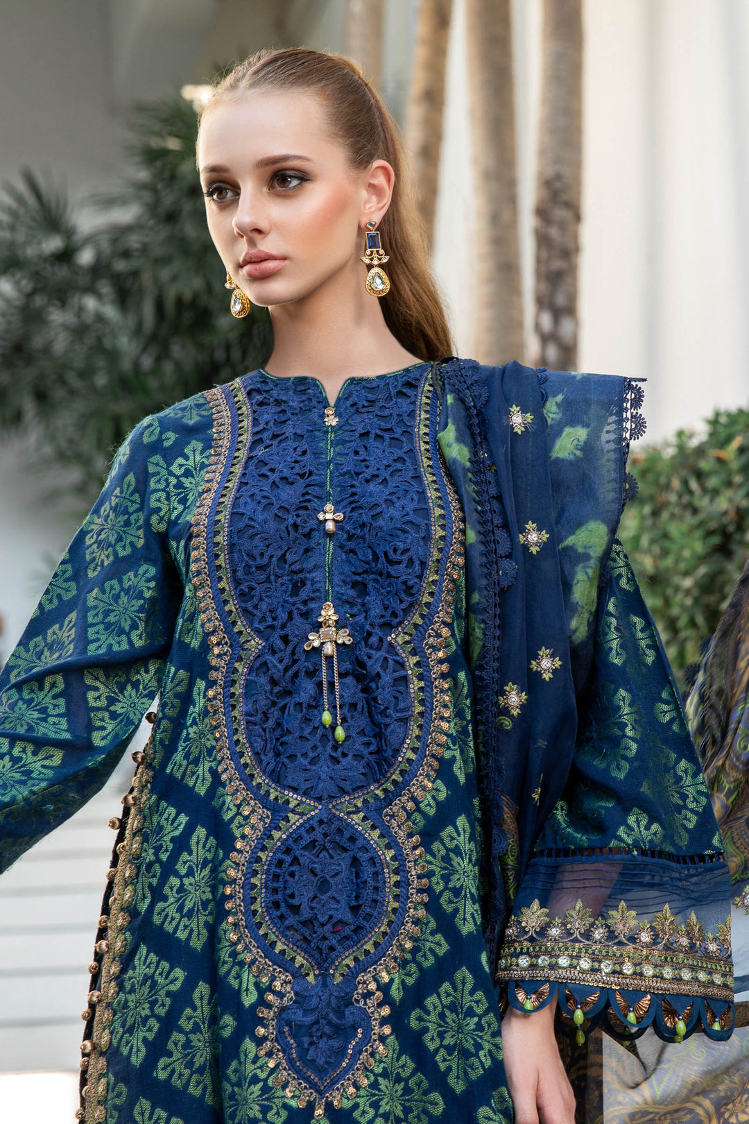 MARIA B EID COLLECTION UNSTITCHED EL-23-08-Blue - Riwayat-e-khas