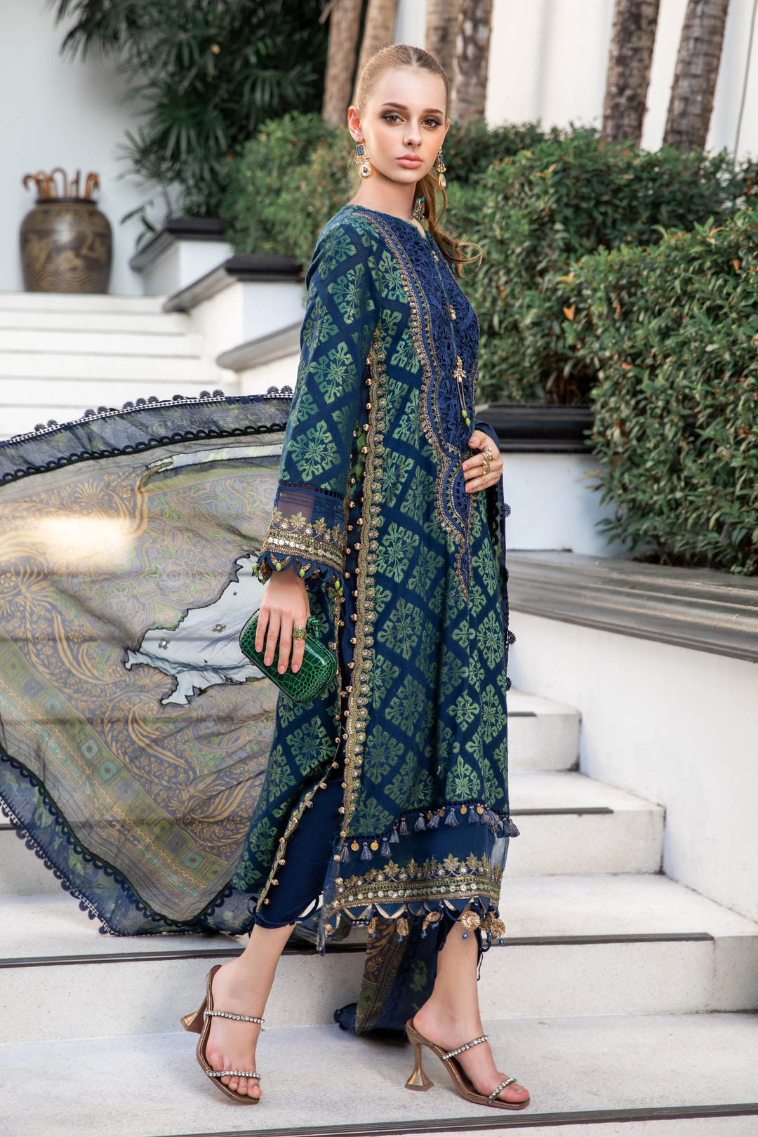 MARIA B EID COLLECTION UNSTITCHED EL-23-08-Blue - Riwayat-e-khas