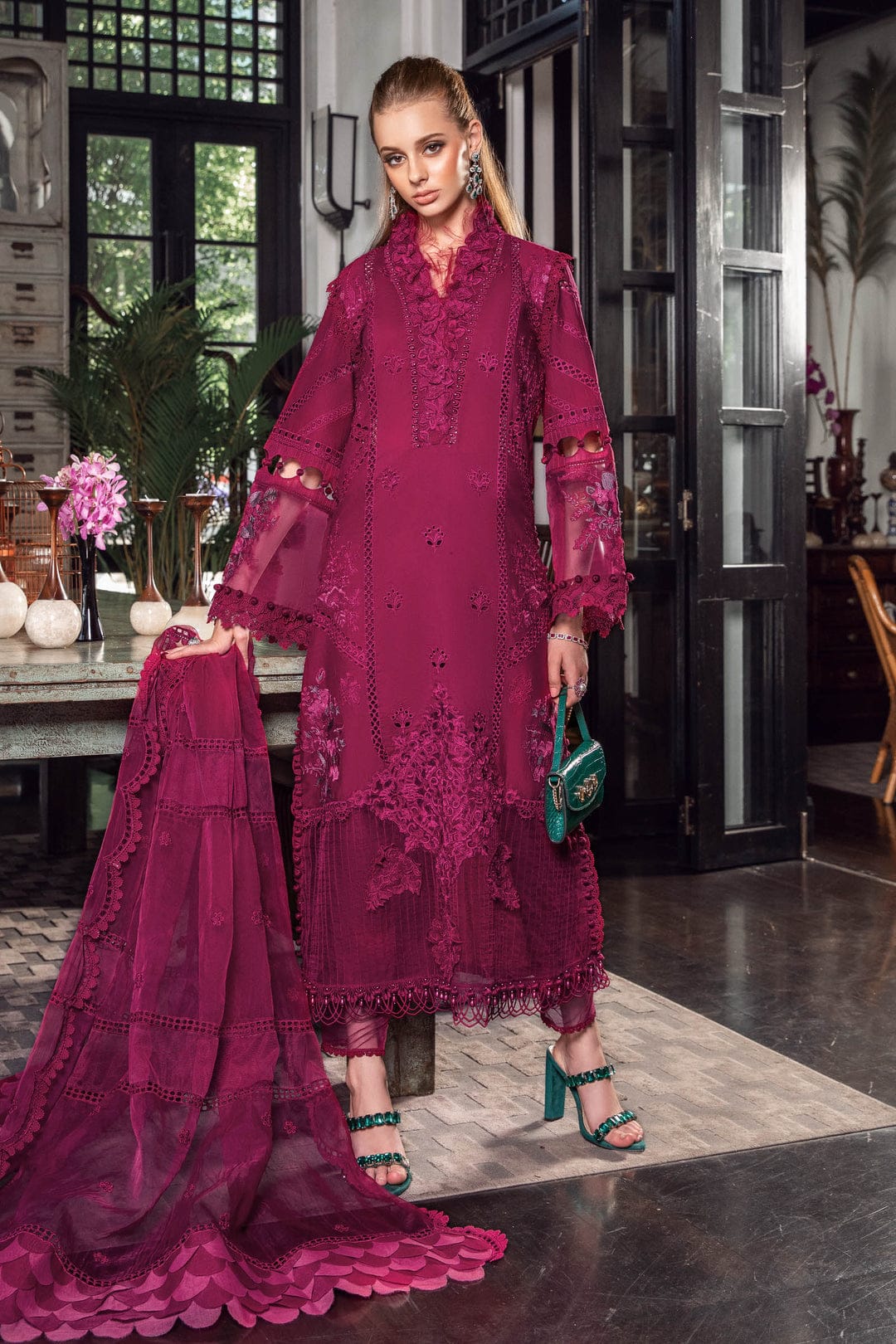 MARIA B EID COLLECTION UNSTITCHED EL-23-09-Magenta - Riwayat-e-khas
