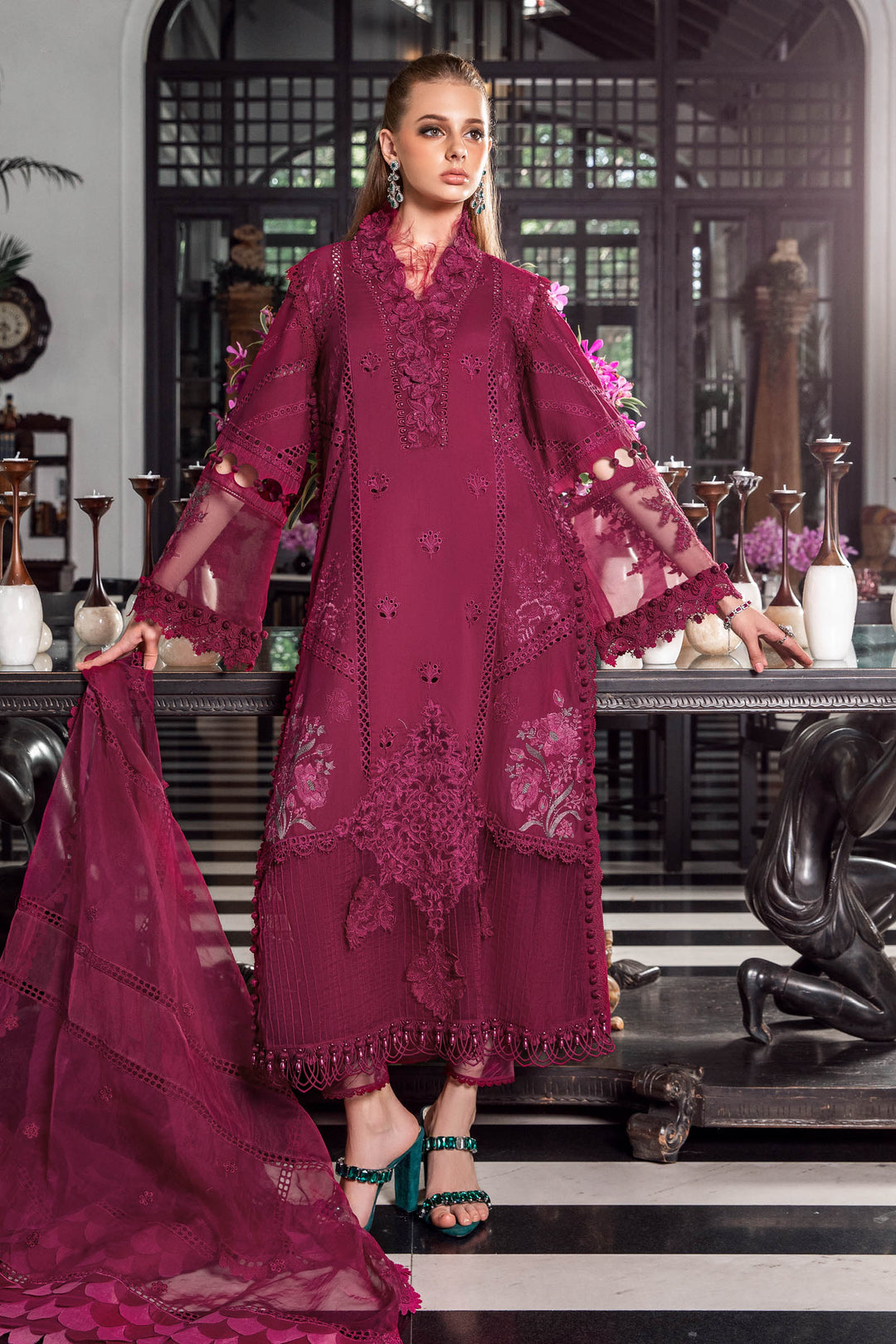 MARIA B EID COLLECTION UNSTITCHED EL-23-09-Magenta - Riwayat-e-khas