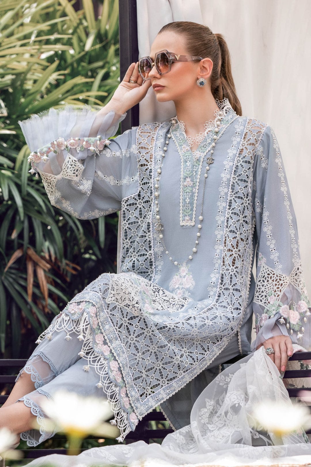 MARIA B EID LAWN COLLECTION EL-23-10-Ice Blue - Riwayat-e-khas