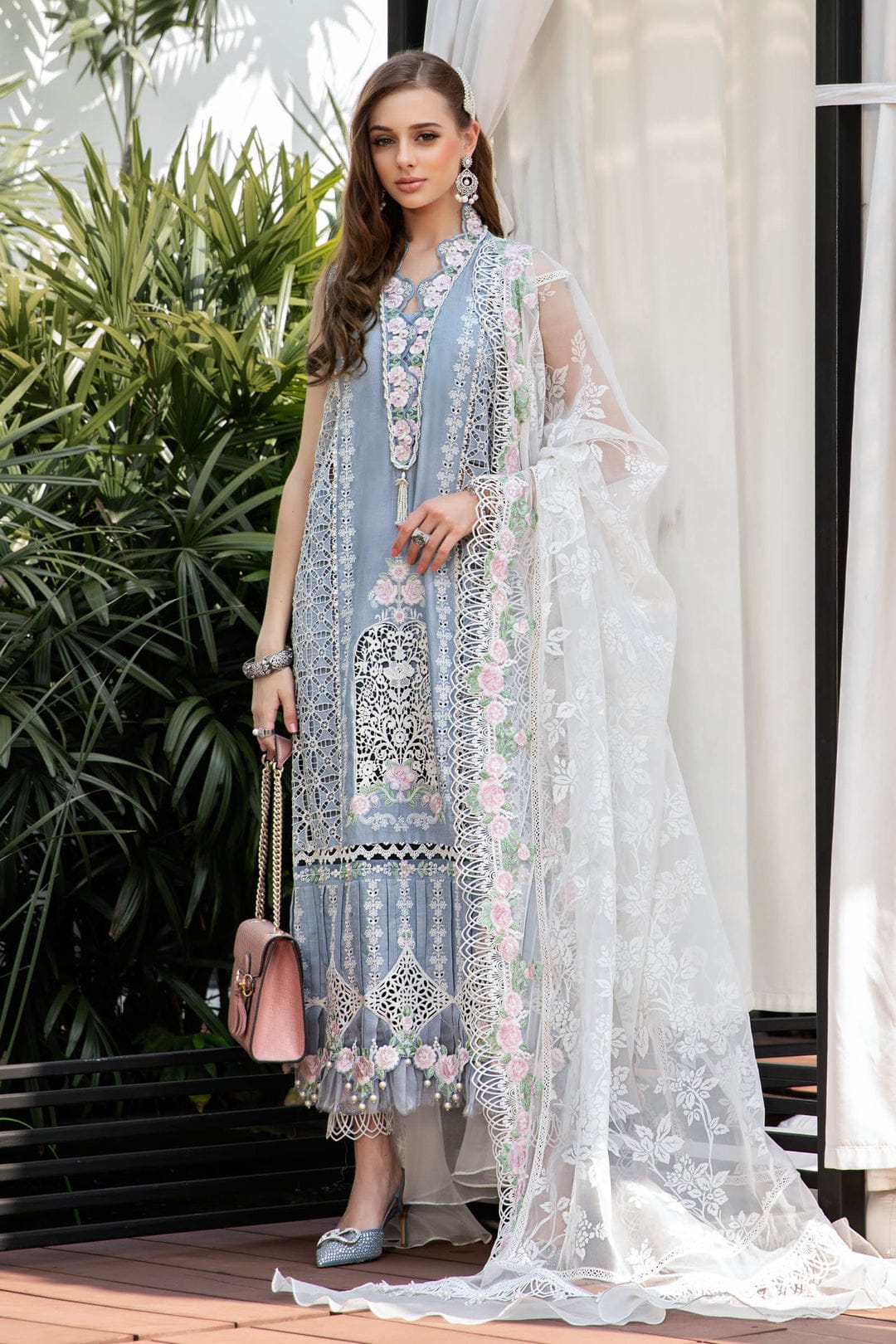 MARIA B EID LAWN COLLECTION EL-23-10-Ice Blue - Riwayat-e-khas