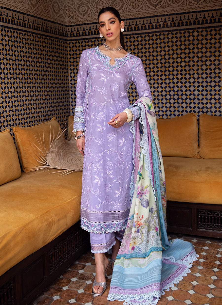 FARAH TALIB AZIZ-ZAT LAVENDER -KESH LAWN'23 - Riwayat-e-khas