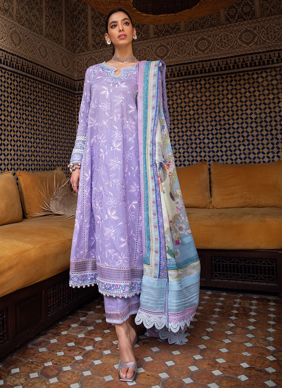 FARAH TALIB AZIZ-ZAT LAVENDER -KESH LAWN'23 - Riwayat-e-khas