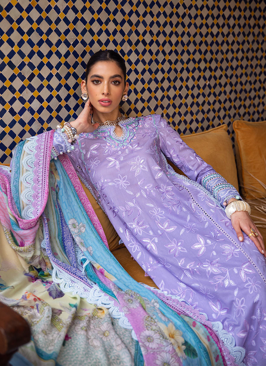 FARAH TALIB AZIZ-ZAT LAVENDER -KESH LAWN'23 - Riwayat-e-khas