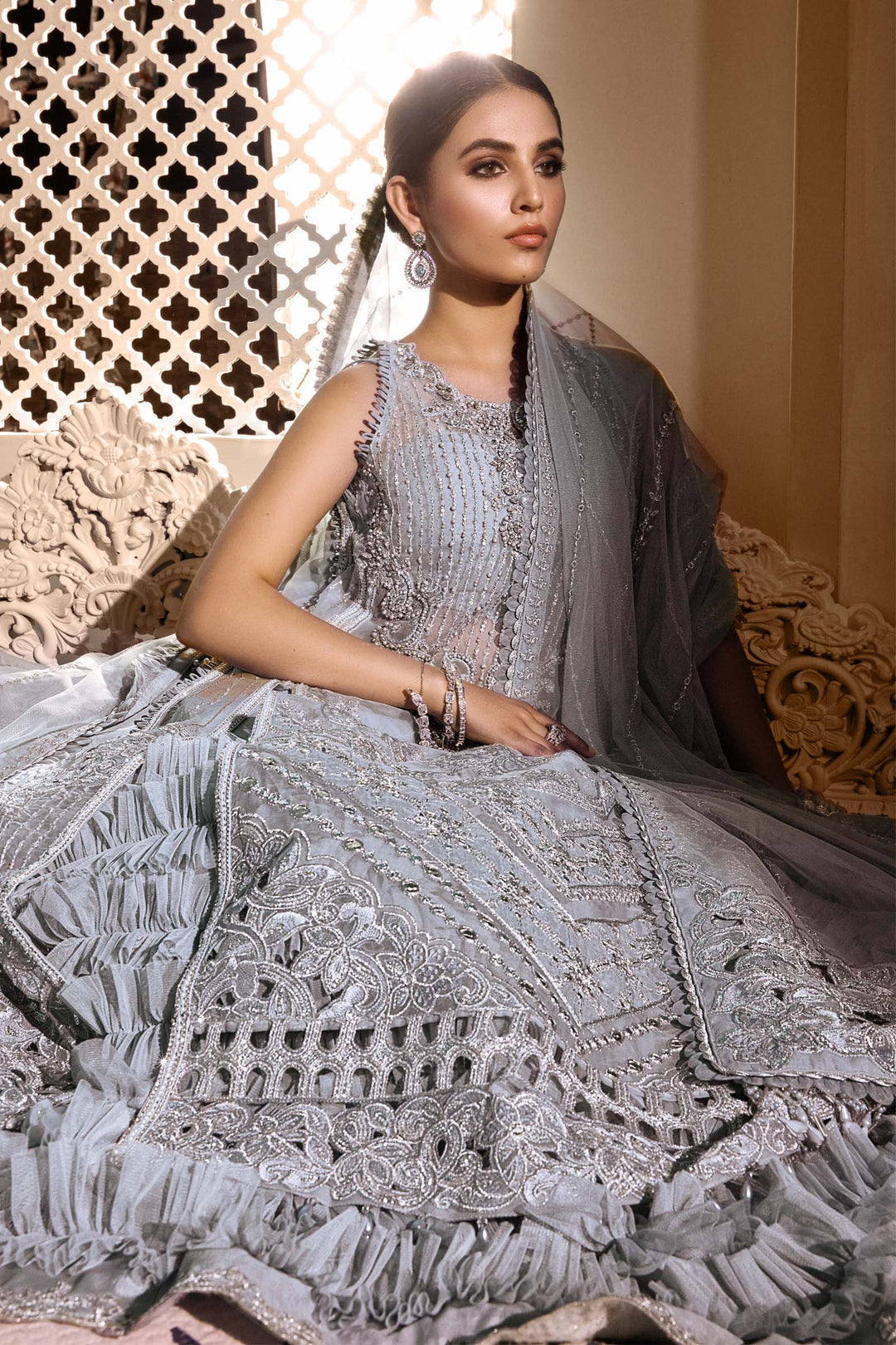 MARIA B Ice Blue BD-2603C MBROIDERED - Riwayat-e-khas