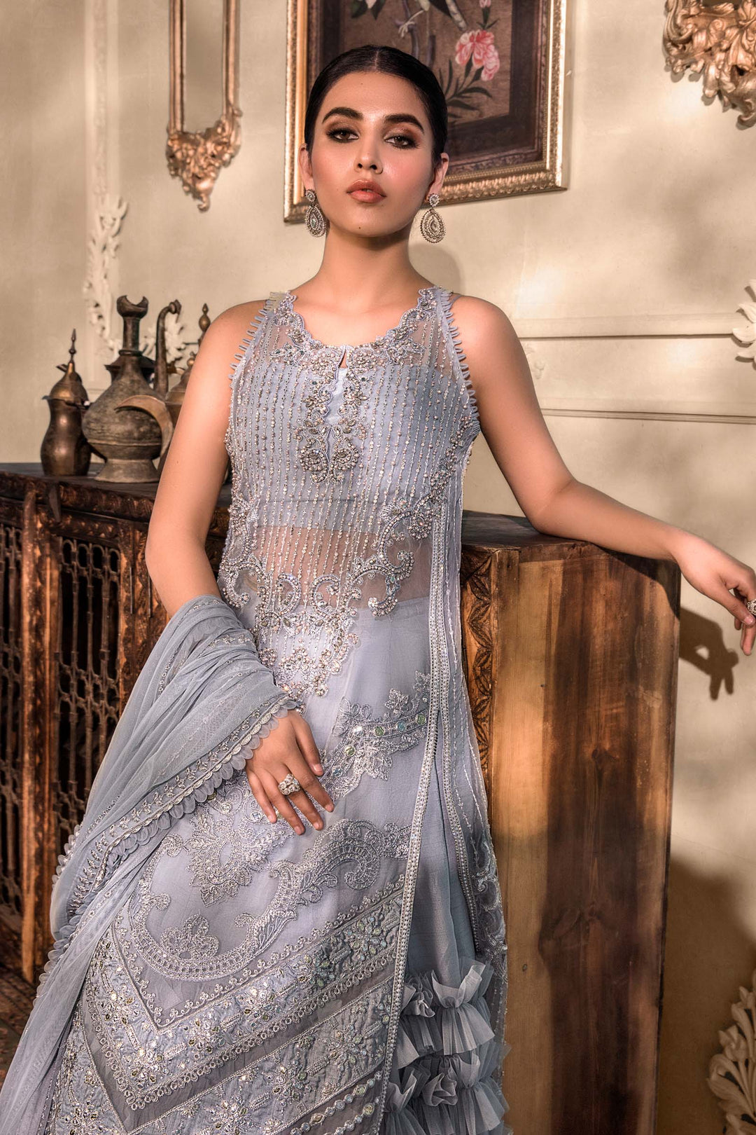 MARIA B Ice Blue BD-2603C MBROIDERED - Riwayat-e-khas