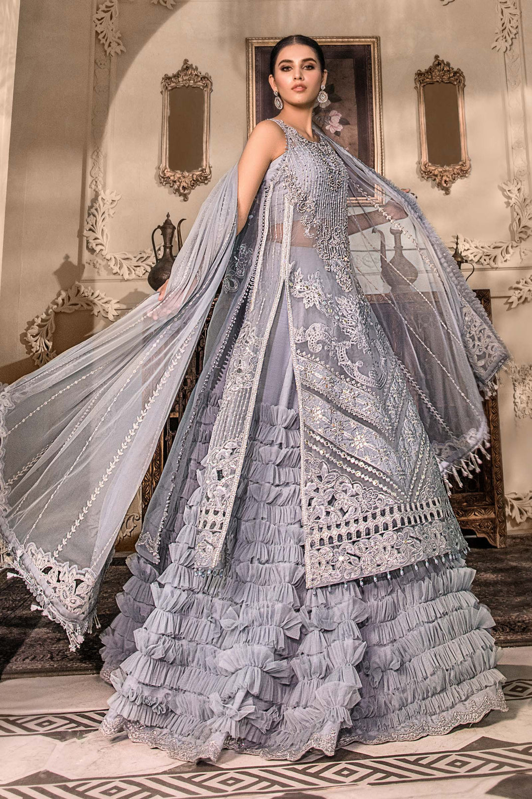 MARIA B Ice Blue BD-2603C MBROIDERED - Riwayat-e-khas