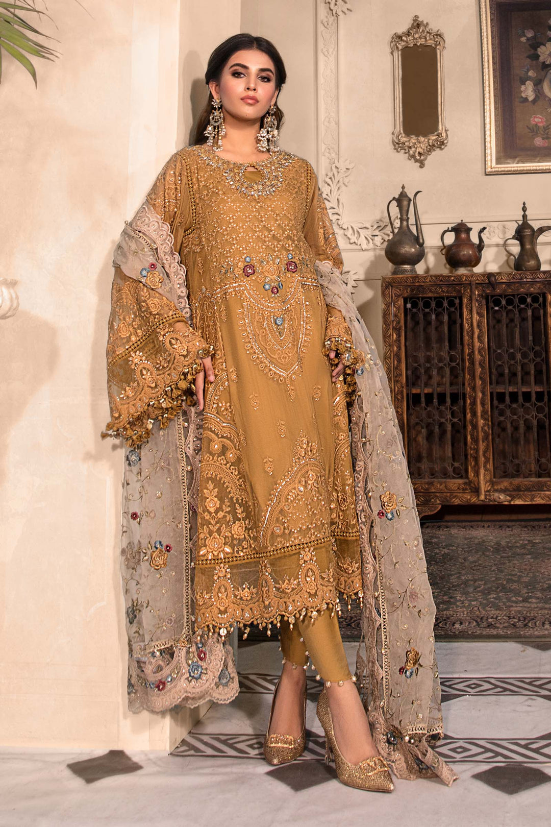 MARIA B Mustard BD-2606 MBROIDERED - Riwayat-e-khas