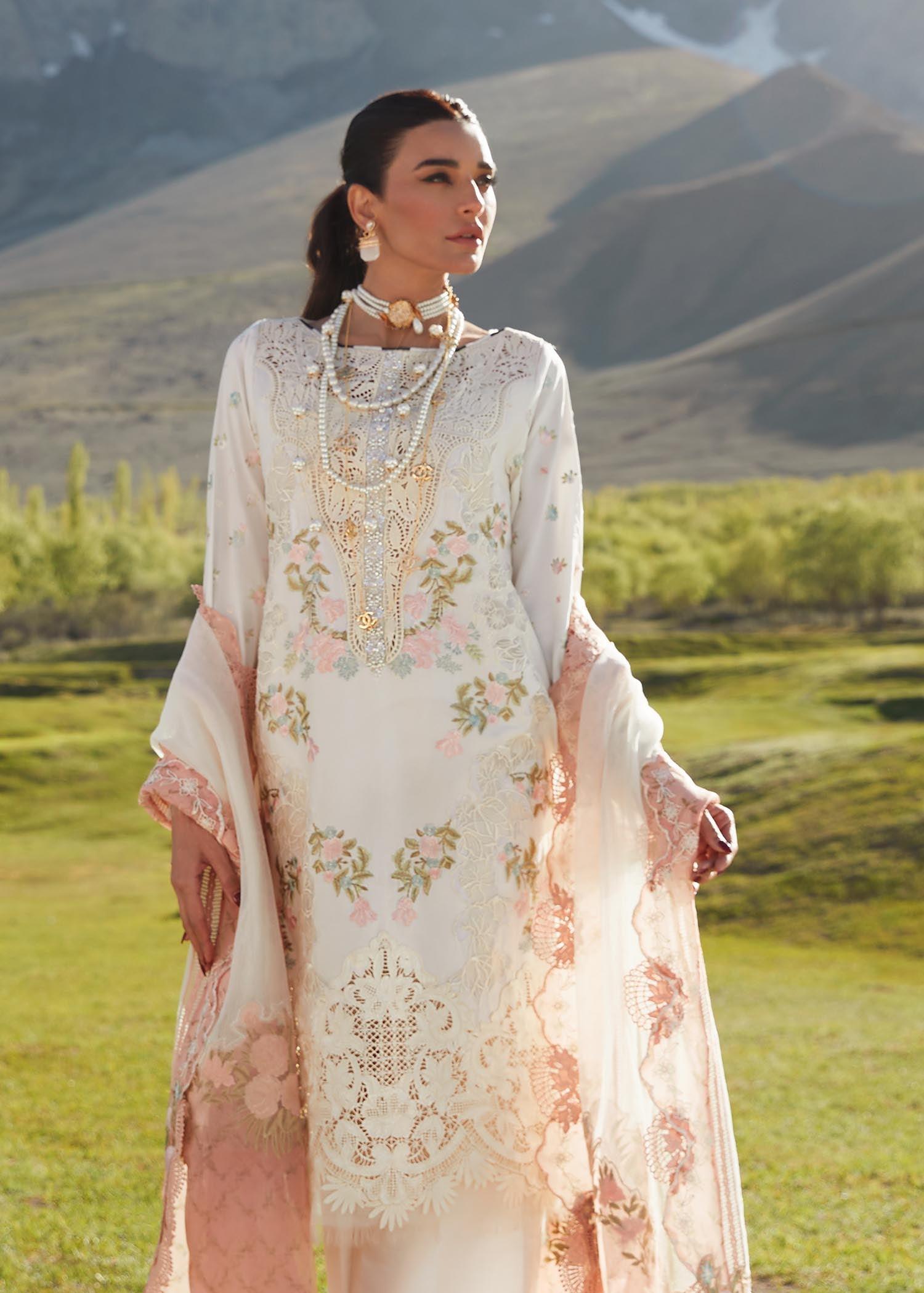 CRIMSON LUXE LAWN Summer in the Meadows - D1 A Stitched - Riwayat-e-khas