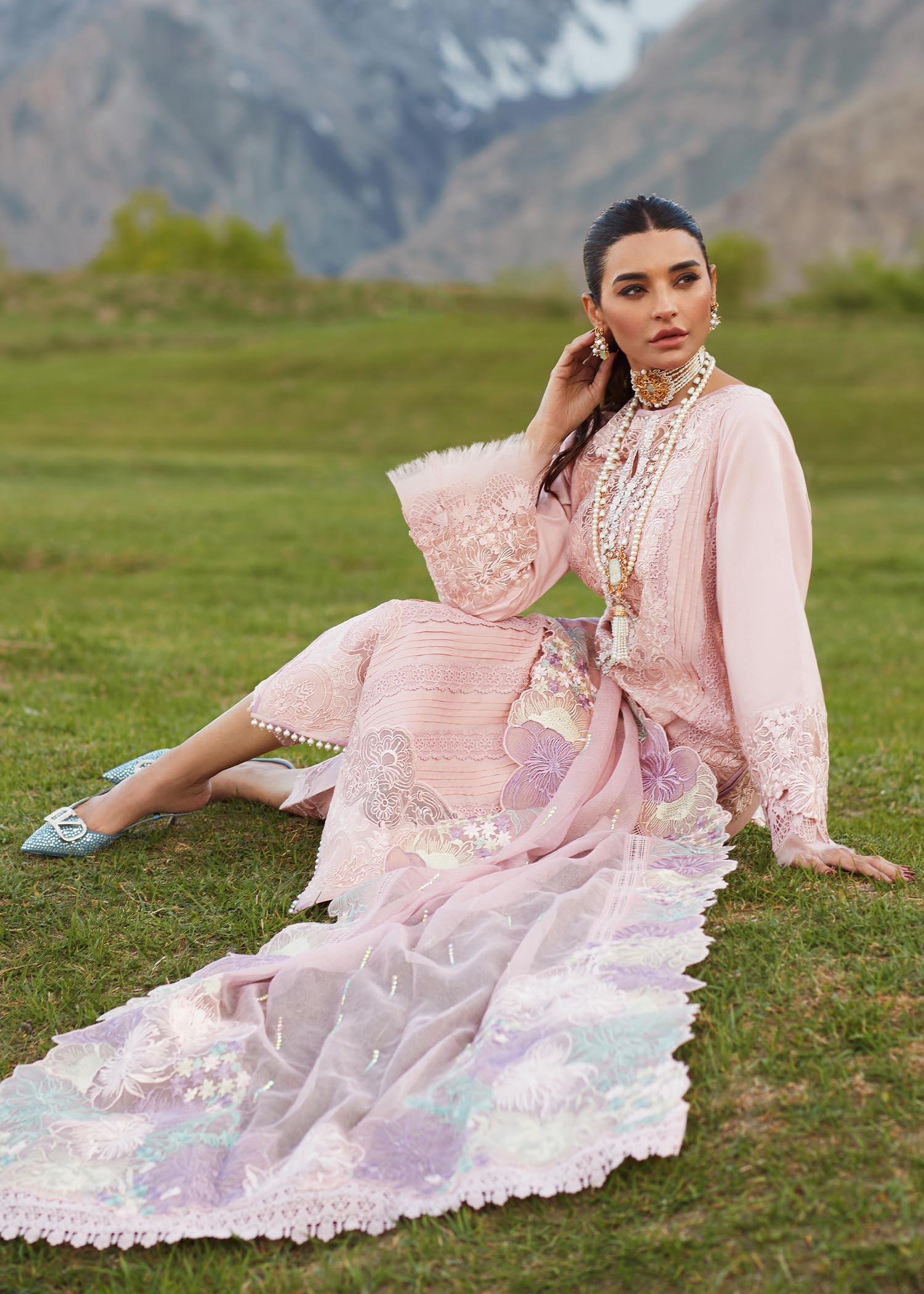 CRIMSON LUXE LAWN Pleated Perfection - D4 B STITCHED - Riwayat-e-khas