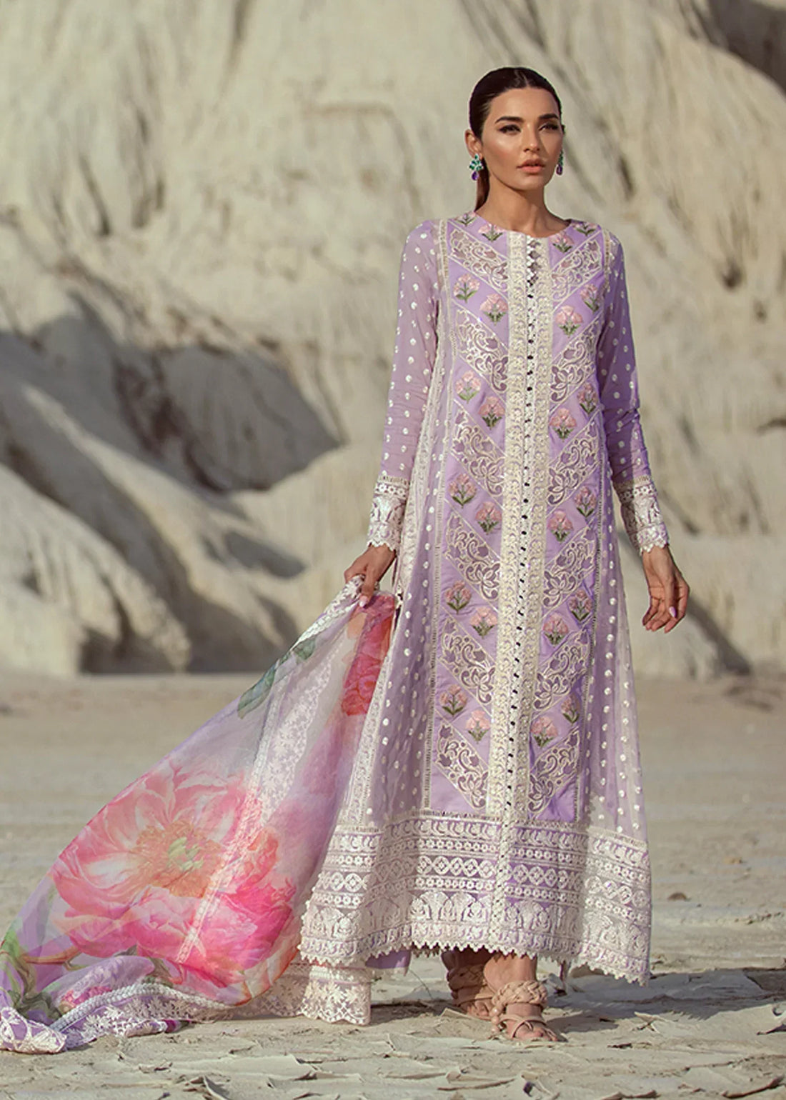 Crimson X Saira Shakira Lawn 2022 - D7 Chikkankari Reinvented A Amethyst - TC-140 - Riwayat-e-khas