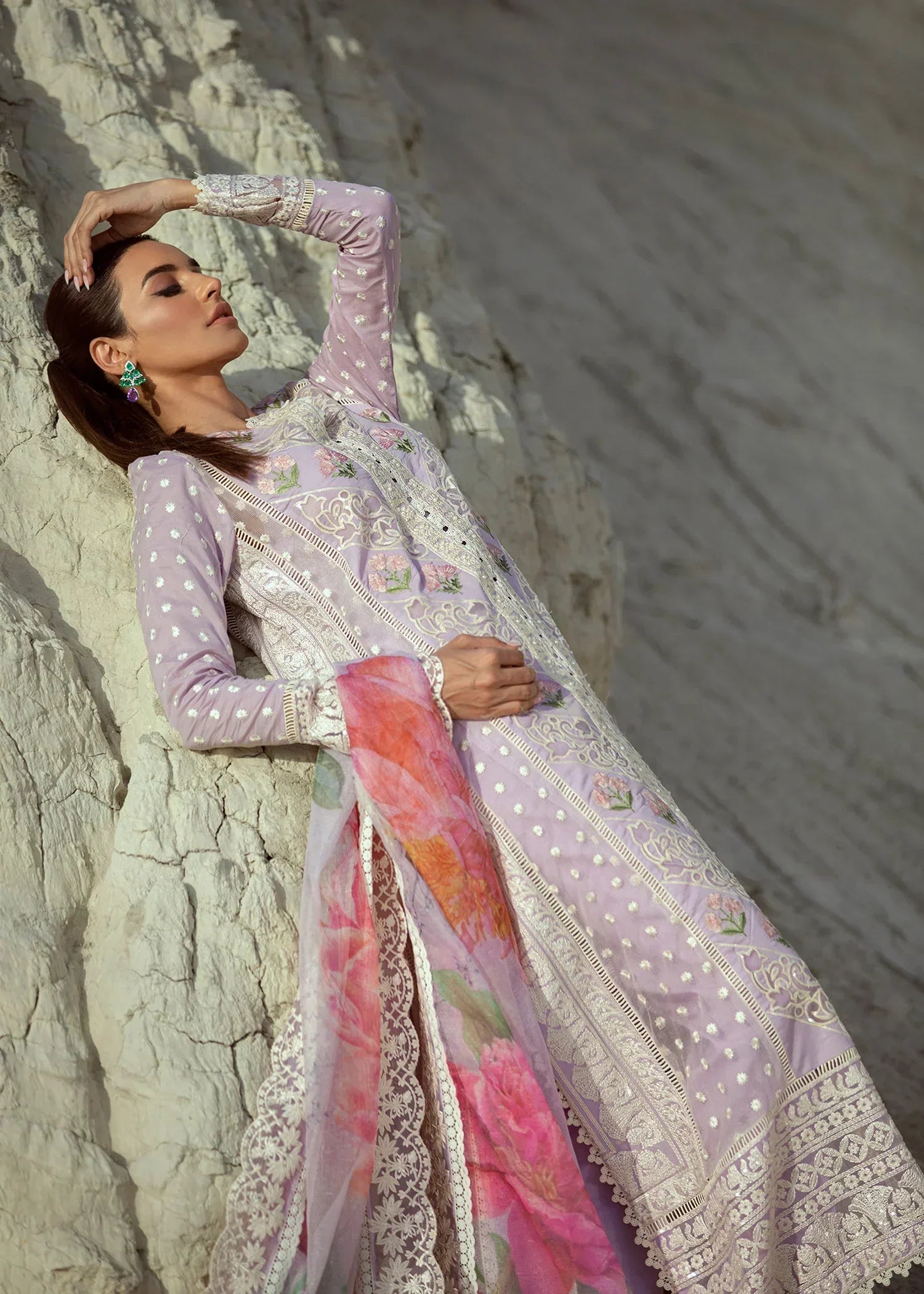 Crimson X Saira Shakira Lawn 2022 - D7 Chikkankari Reinvented A Amethyst - TC-140 - Riwayat-e-khas
