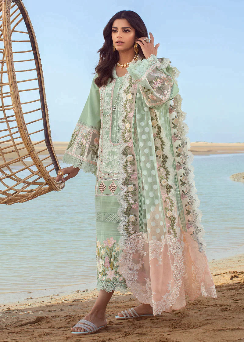 CRIMSON LUXURY LAWN – UNSTITCHED – CRIMSON -SERENDIPITY – 5B – SEAFOAM - Riwayat-e-khas