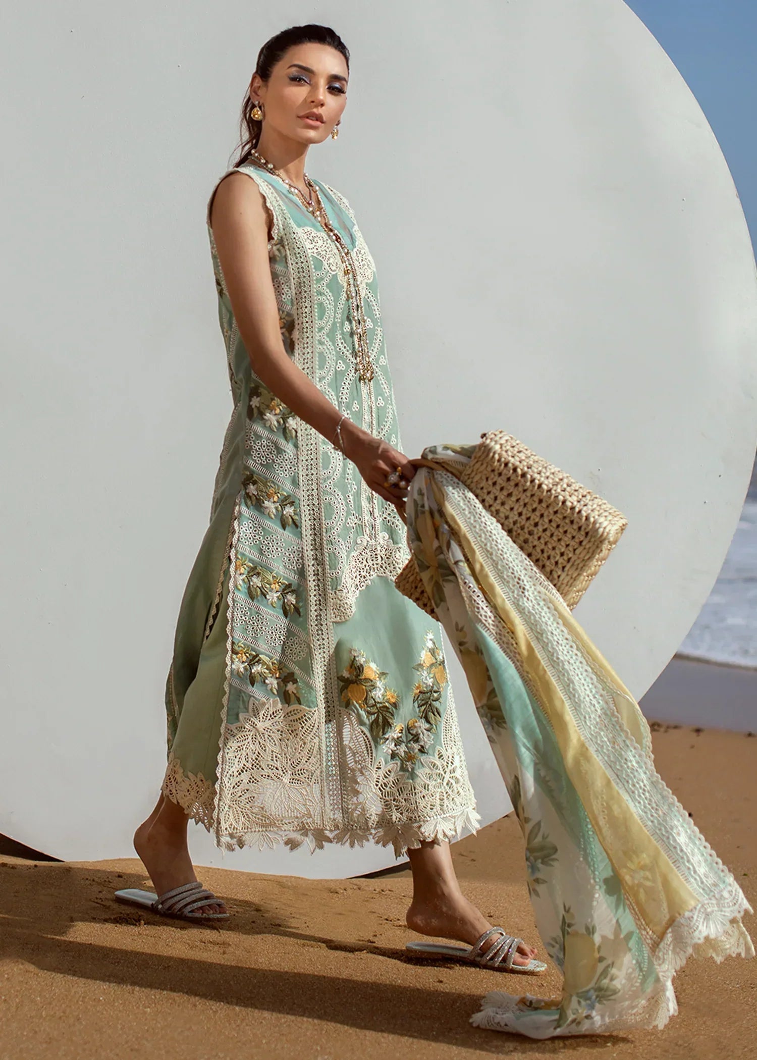 CRIMSON | LUXURY LAWN 2022 – UNSTITCHED – CRIMSON -Sicilian Summer – 2A – Aqua - Riwayat-e-khas