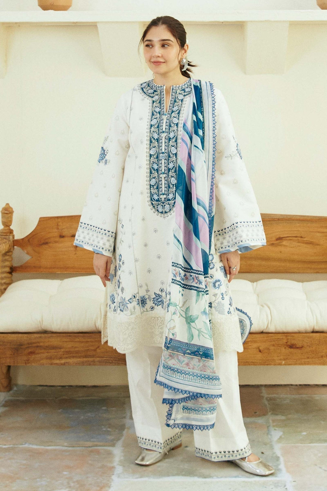 Zara Shahjahan | Coco Lawn Eid Edit 24 | IVORY-D4 - House of Zarish