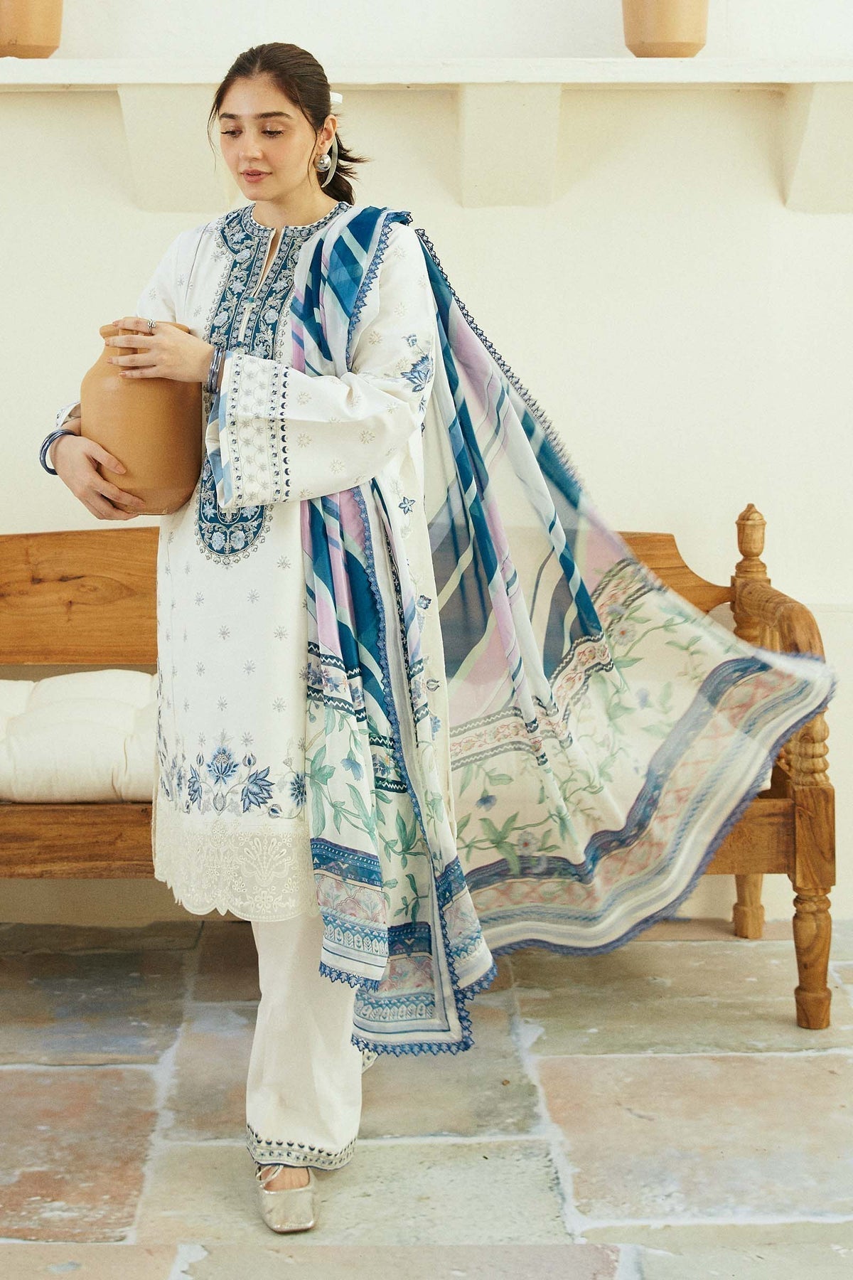 Zara Shahjahan | Coco Lawn Eid Edit 24 | IVORY-D4 - House of Zarish