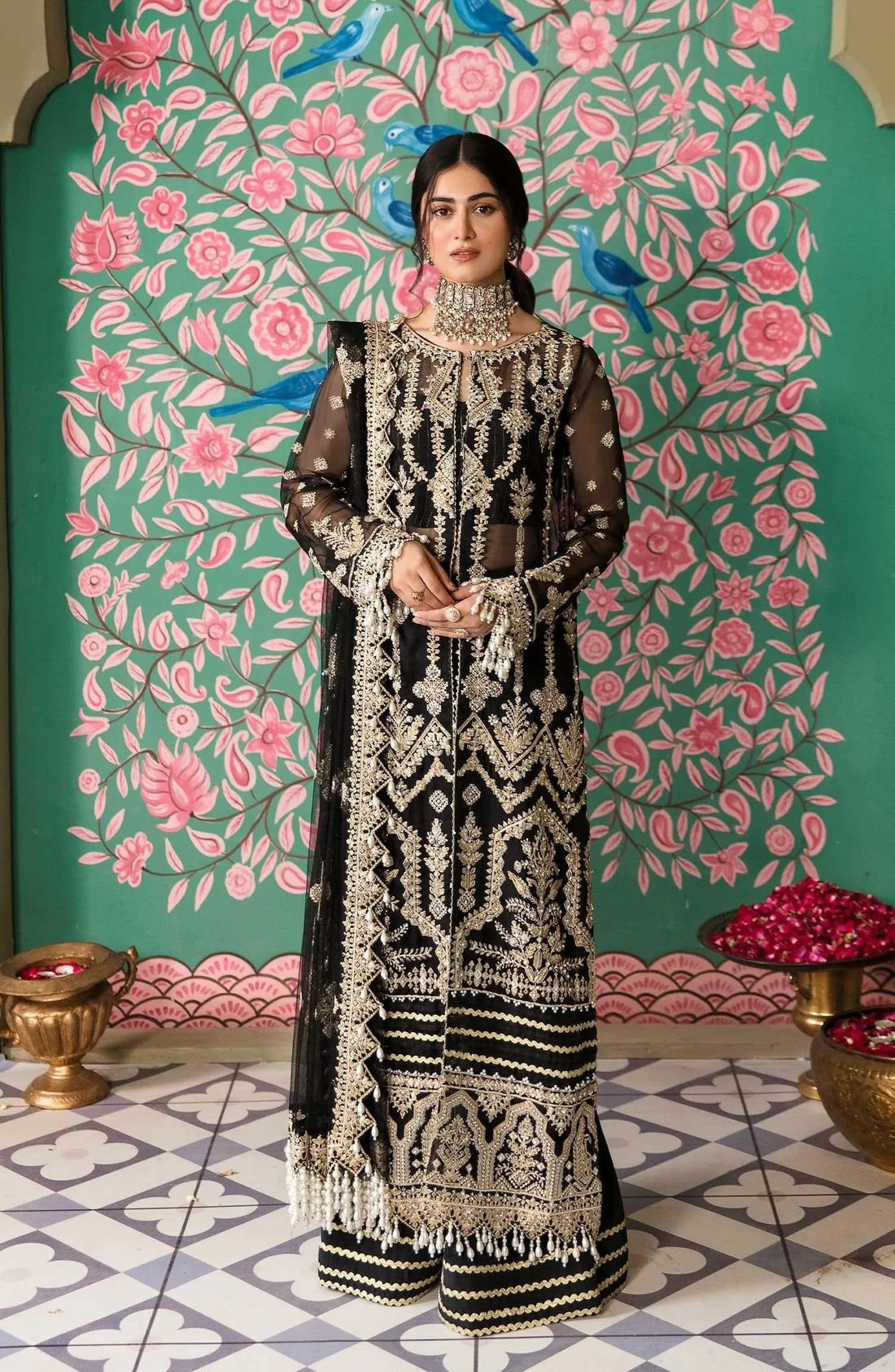 Zarin by Eleshia Unstitched Embroidered Organza 3Pc Suit - KABEERA - House Of Anaya