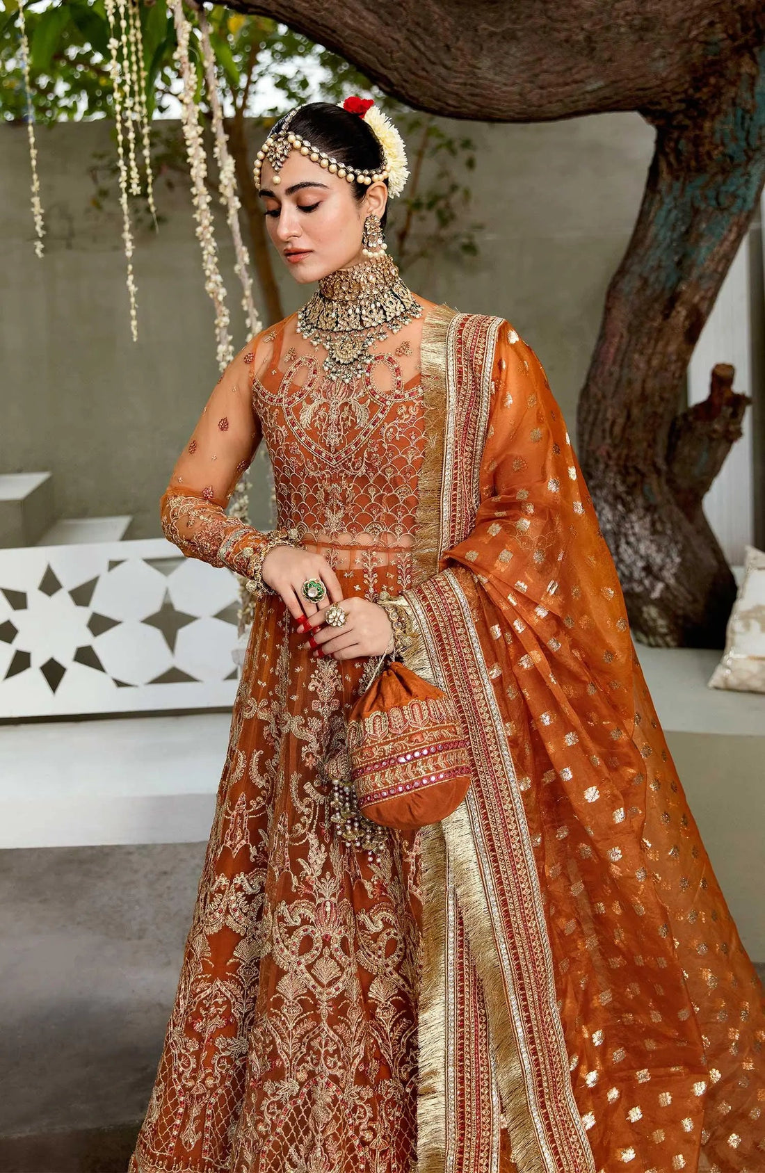 Zarin by Eleshia Embroidered Net 3Pc Suit - KHWAHER - House Of Anaya