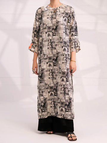 Almirah | Tale of heritage | Black & White Dobby Kurti - AL-LK-1079