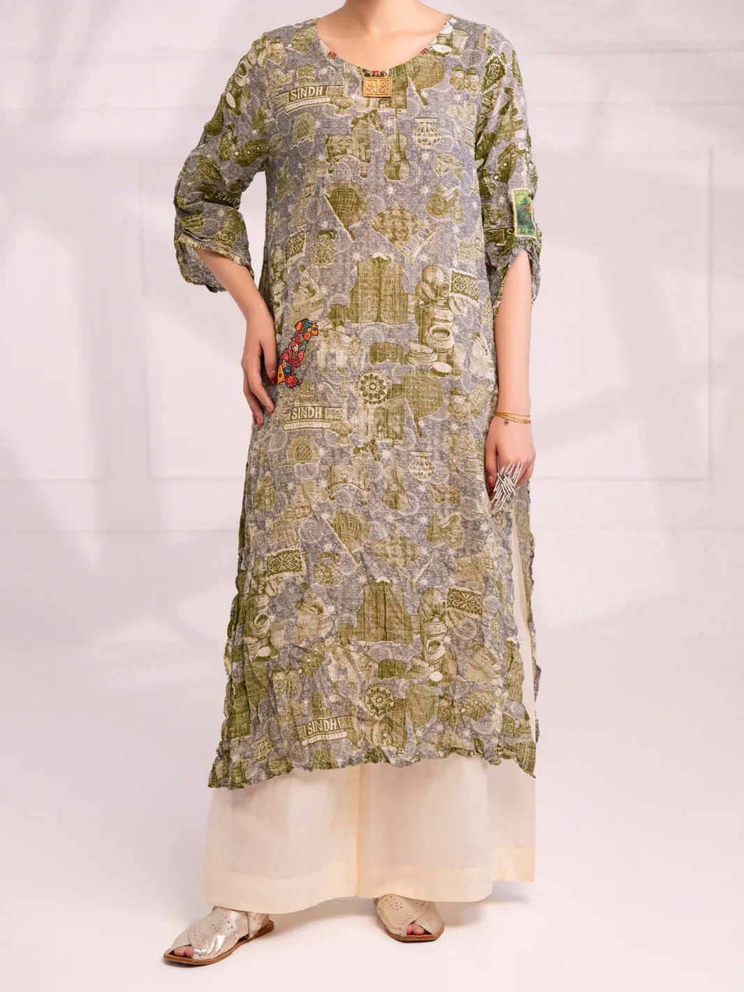 Almirah | Tale of heritage | Light Green Dobby Kurti - AL-LK-1080