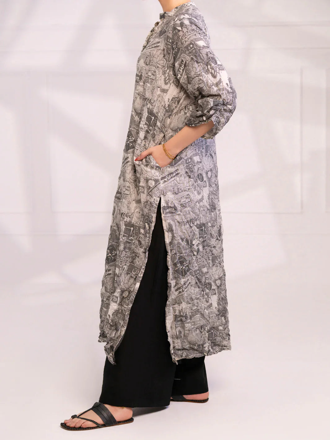 Almirah | Tale of heritage | Grey Dobby Kurti - AL-LK-1081