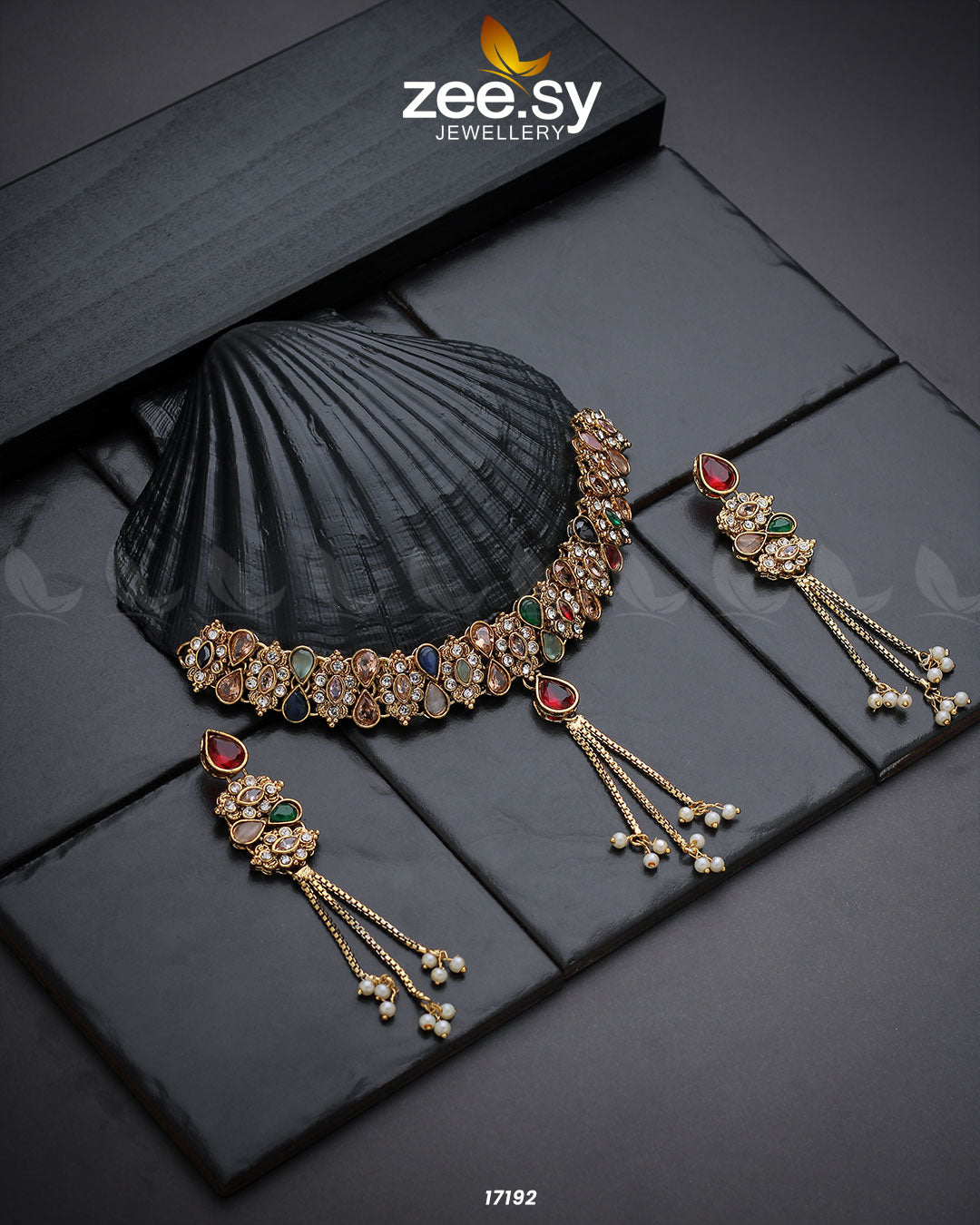 Lustrous Gemstones Necklace - House Of Zarish
