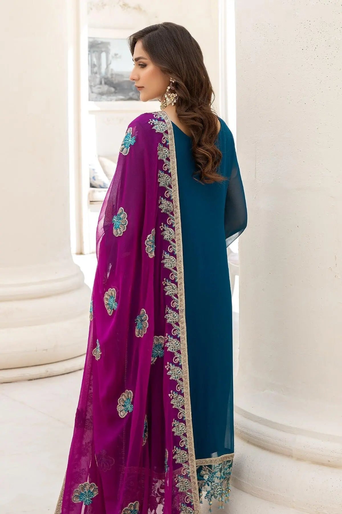 Naqsh Majestic By Imrozia Premium Chiffon 3Pc Suit M-52 Martha - House Of Anaya