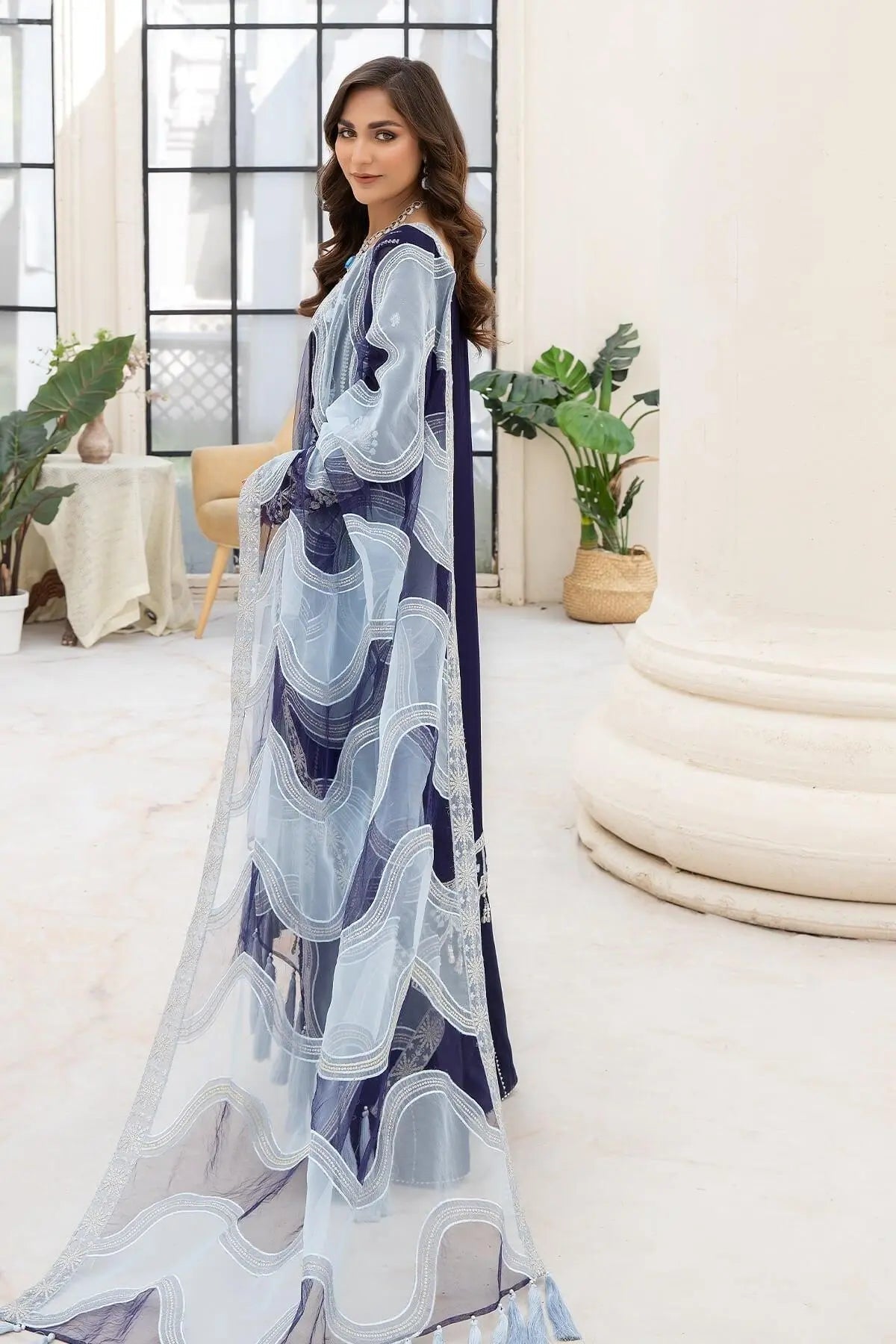 Naqsh Majestic By Imrozia Premium Chiffon 3Pc Suit M-54 Zoe - House Of Anaya