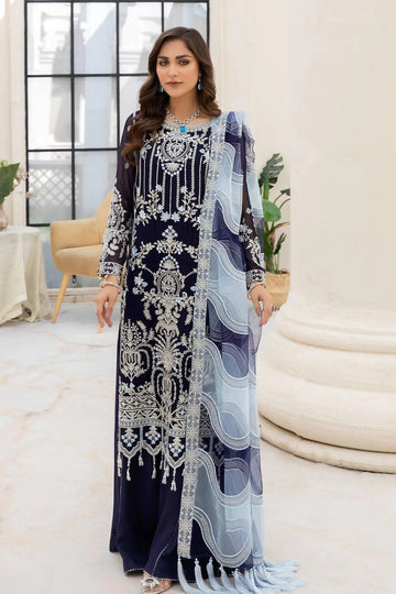 Naqsh Majestic By Imrozia Premium Chiffon 3Pc Suit M-54 Zoe - House Of Anaya