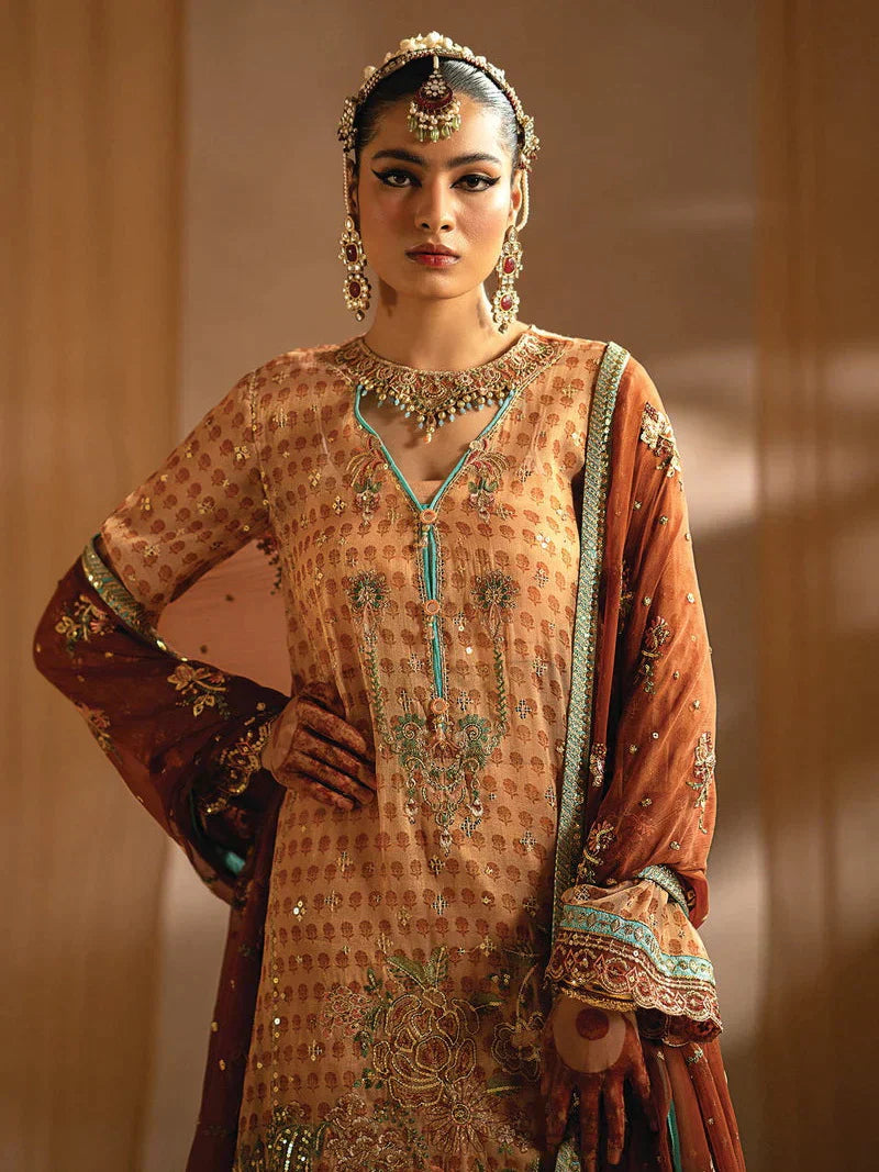 Nayab by Myeesha Embroidered Masuri Unstitched 3Pc Suit MF23-04 Marjan - Riwayat-e-khas