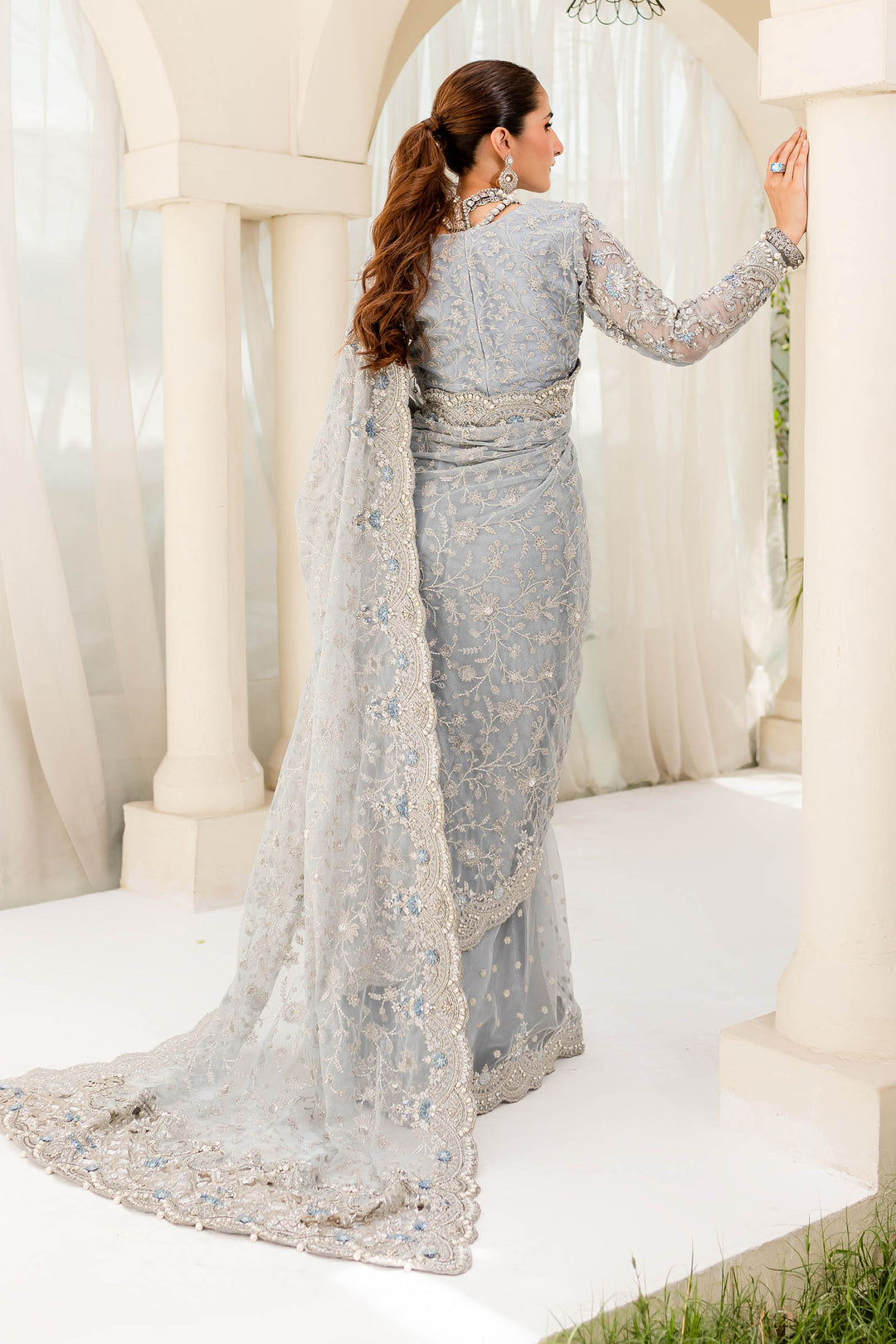Maria B | Bridal Couture | Ice Blue MC-908 - House Of Anaya