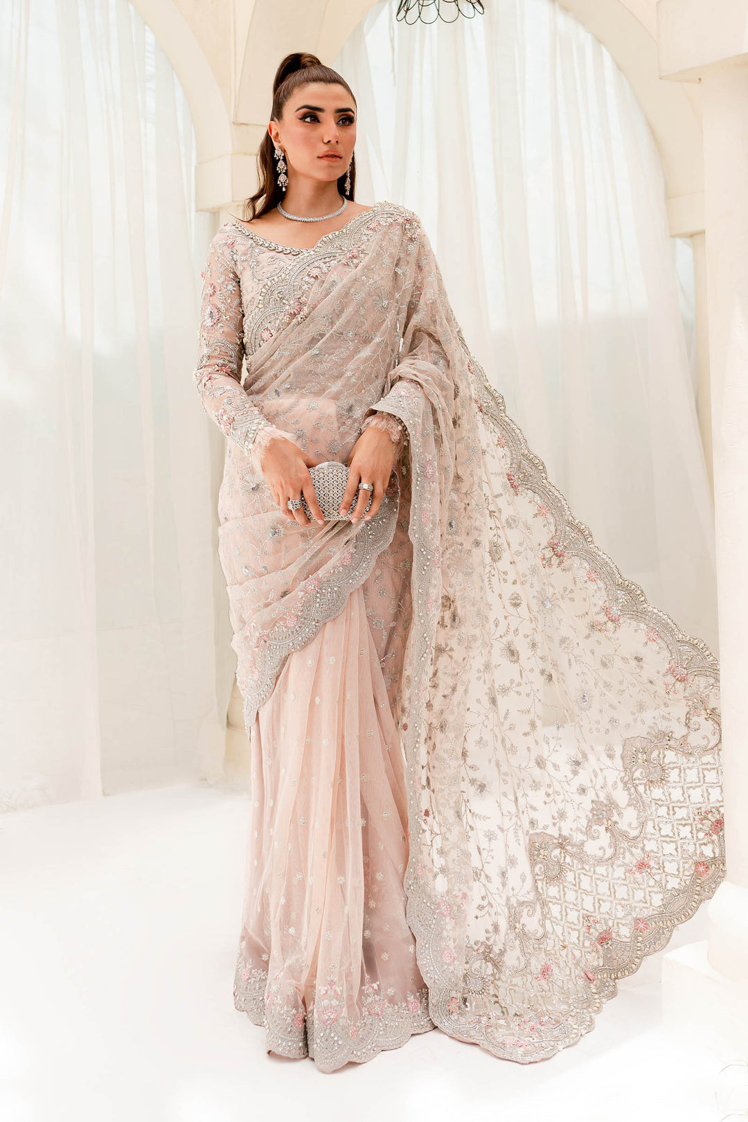 Maria B | Bridal Couture | Pale Pink MC-909 - House Of Anaya