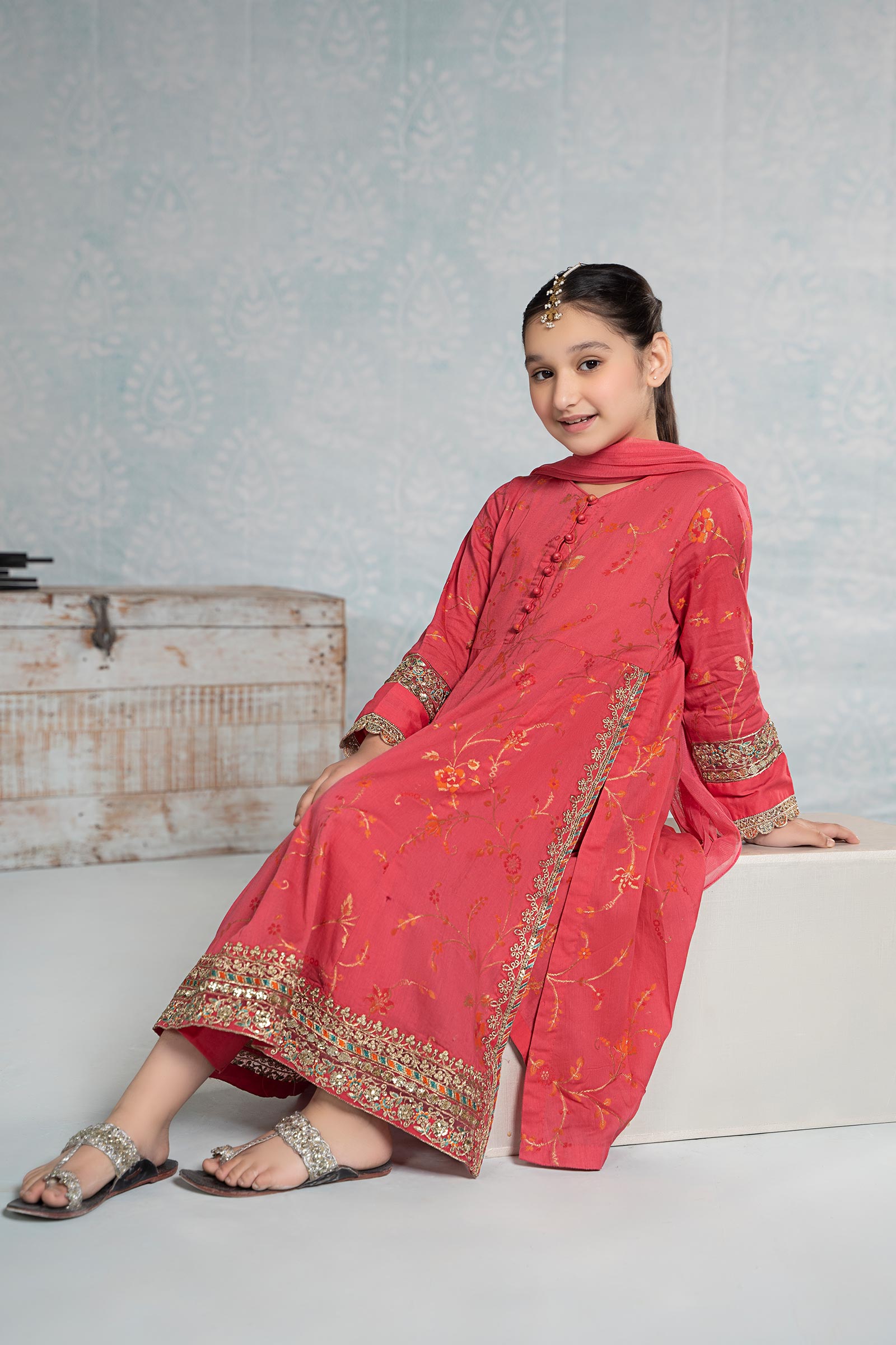 Maria B | 3 Piece Embroidered Jacquard Broshiasuit | MKD-EF24-23 - House Of Zarish