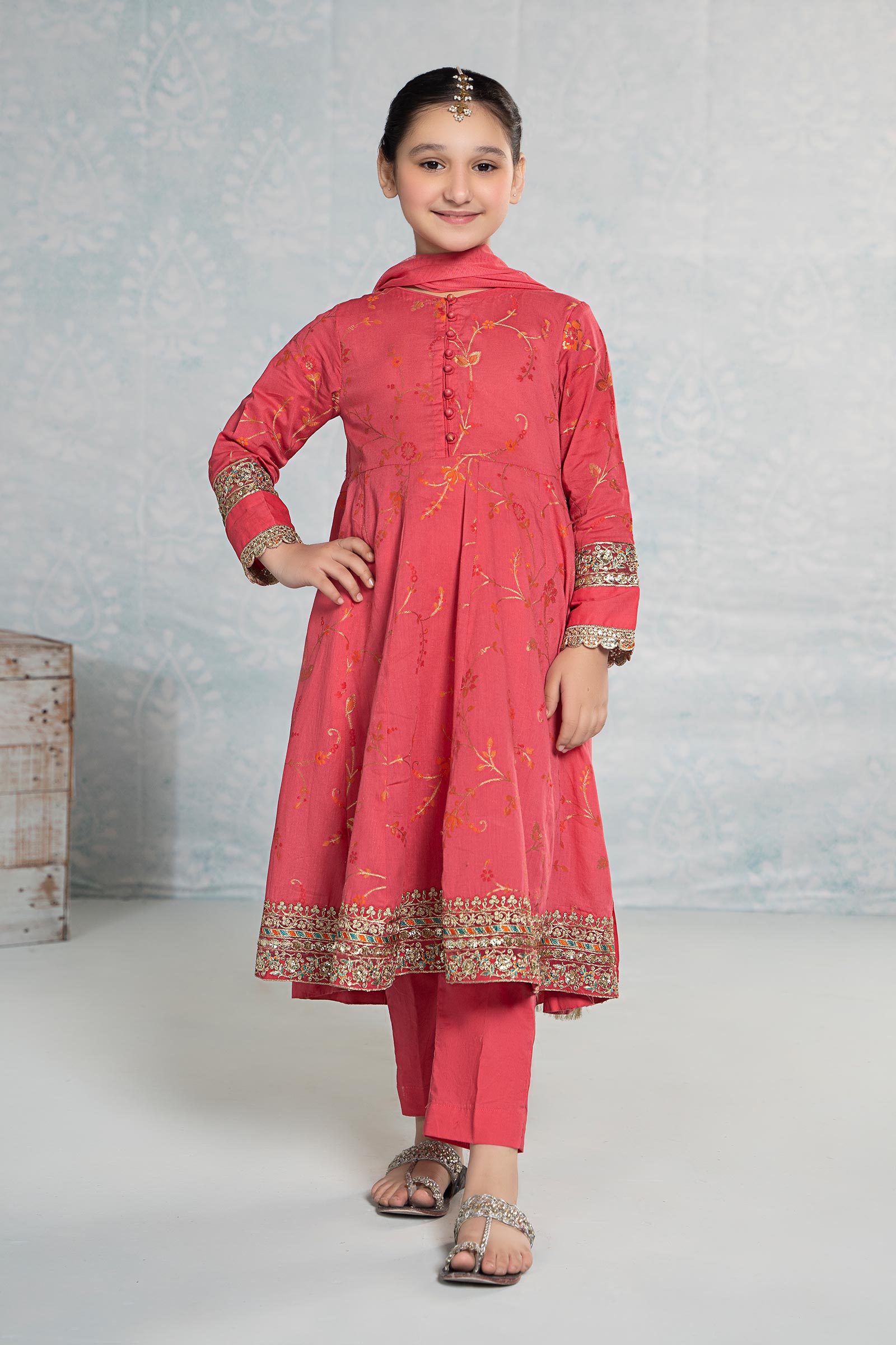 Maria B | 3 Piece Embroidered Jacquard Broshiasuit | MKD-EF24-23 - Libasekhas
