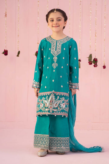 Maria B | 3 Piece Embroidered Raw Silk Suit | MKS-EF24-09 - Libasekhas