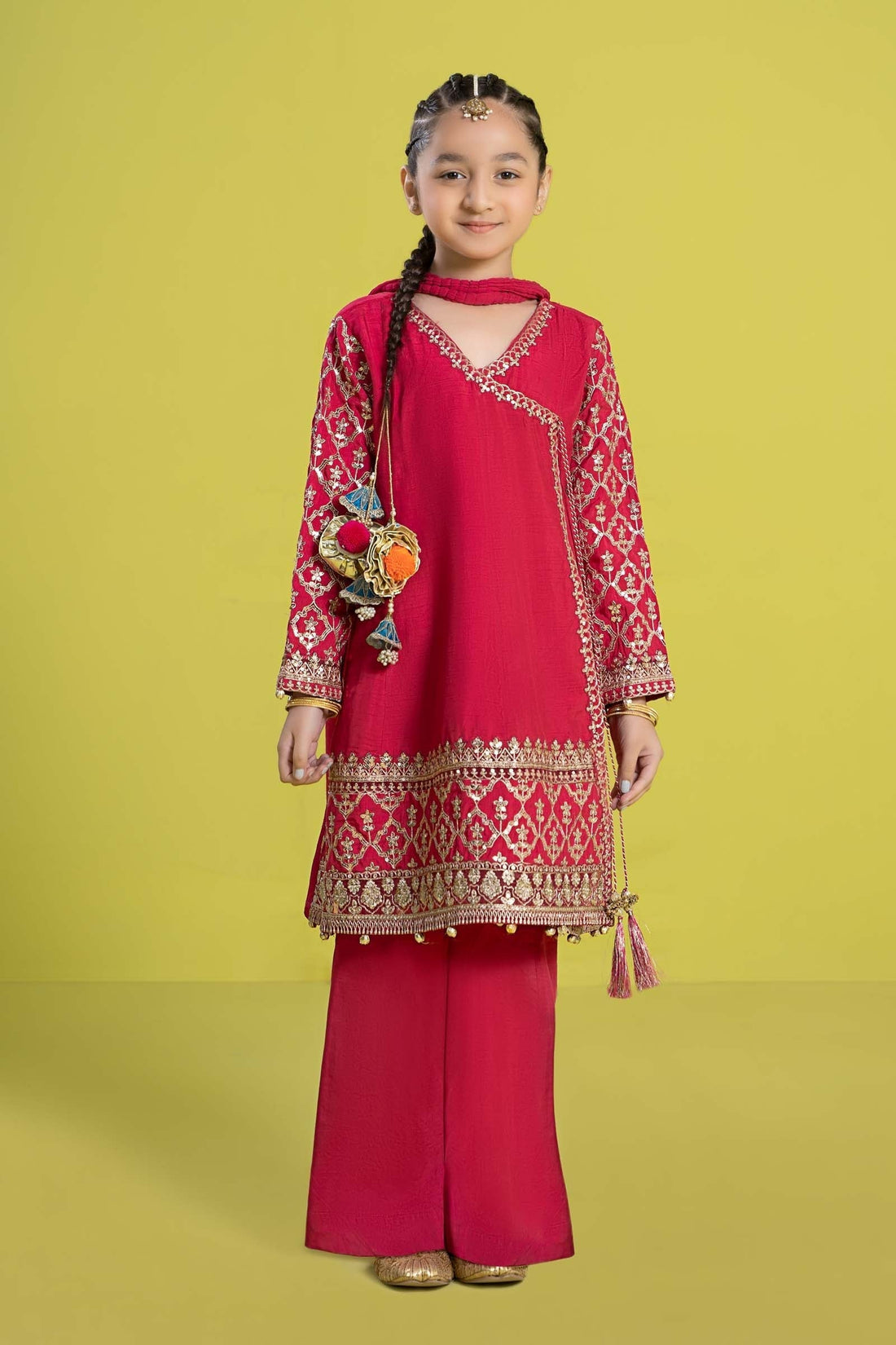 Maria B | 3 Piece Embroidered Raw Silk Suit | MKS-EF24-31 - House Of Zarish