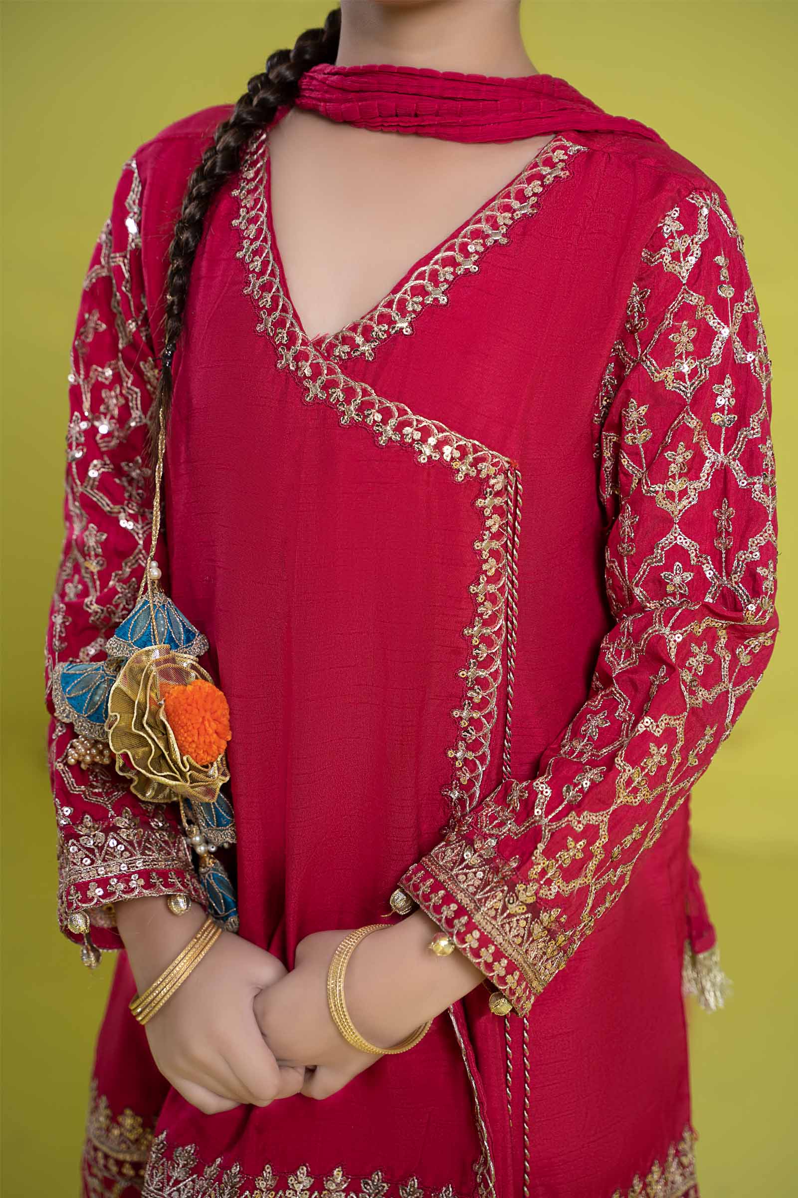 Maria B | 3 Piece Embroidered Raw Silk Suit | MKS-EF24-31 - House Of Zarish