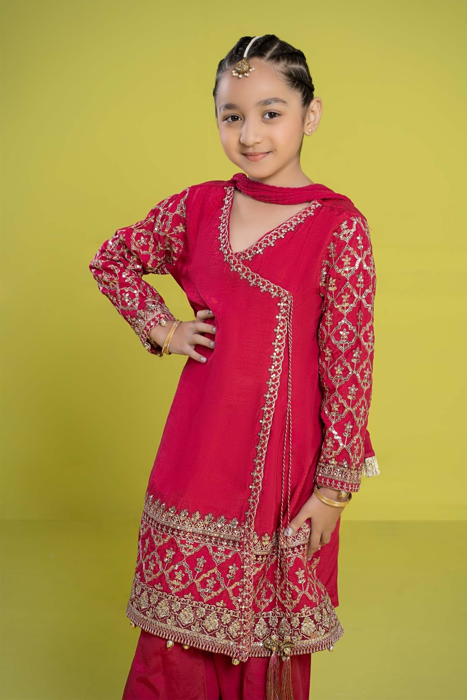 Maria B | 3 Piece Embroidered Raw Silk Suit | MKS-EF24-31 - House Of Zarish