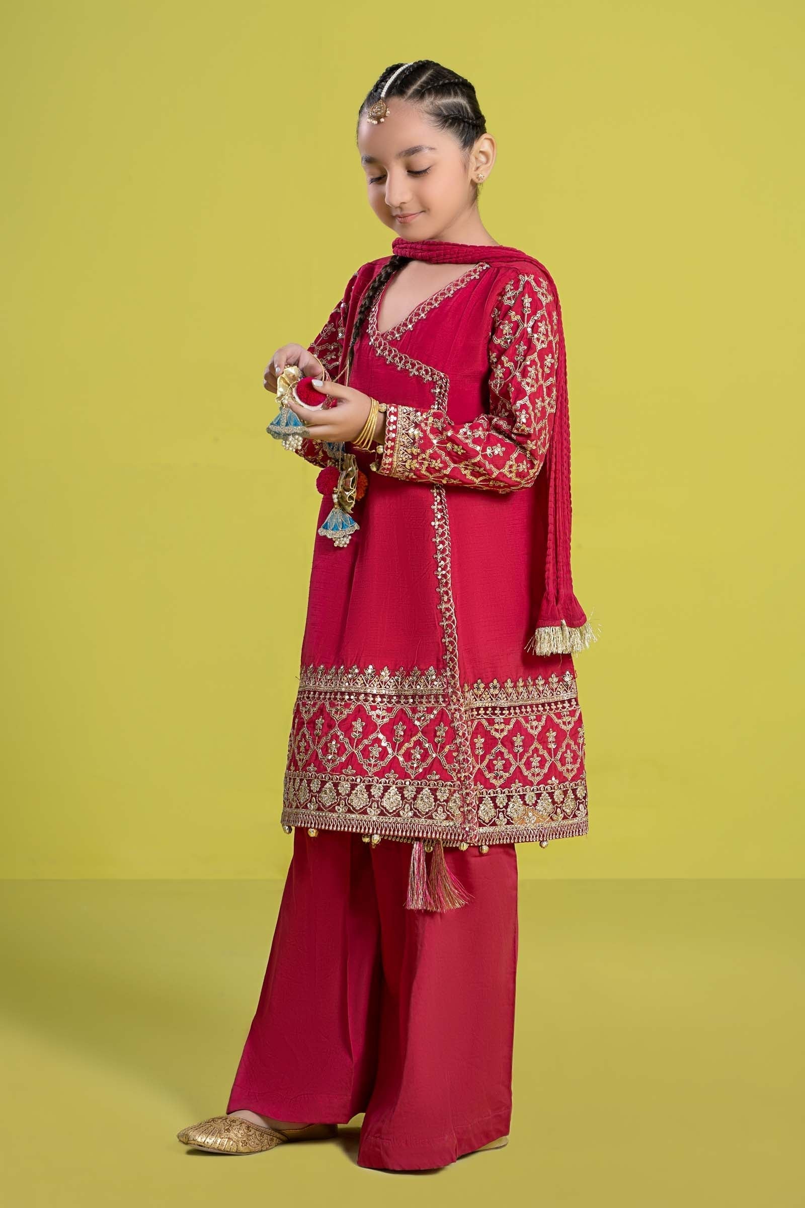 Maria B | 3 Piece Embroidered Raw Silk Suit | MKS-EF24-31 - House Of Zarish