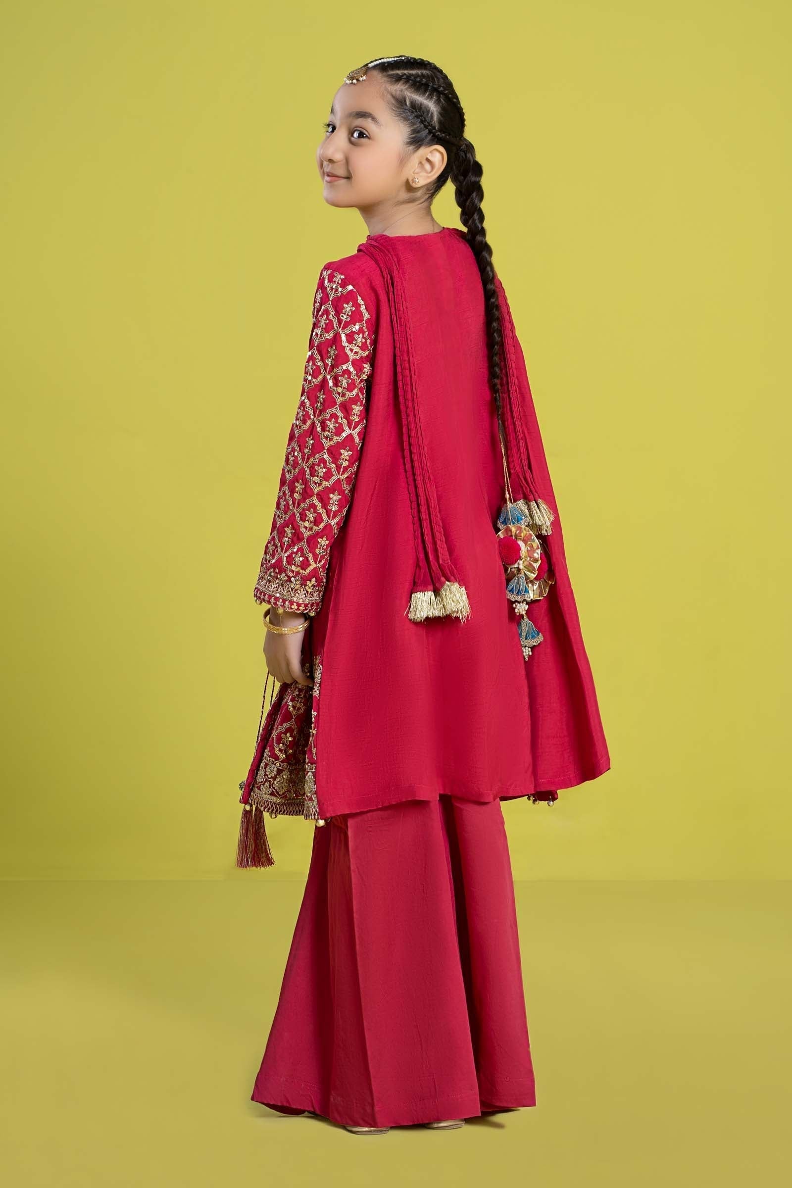 Maria B | 3 Piece Embroidered Raw Silk Suit | MKS-EF24-31 - House Of Zarish