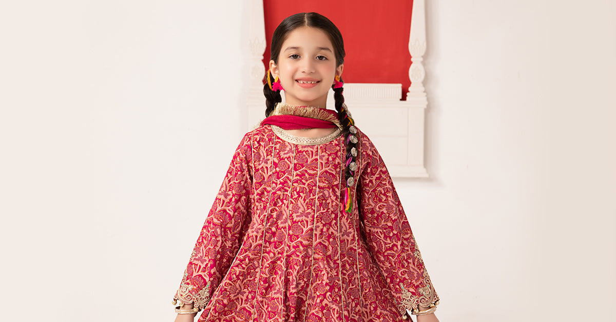 Maria B | 3 Piece Printed Raw Silk Suit | MKS-EA24-05 - House Of Zarish