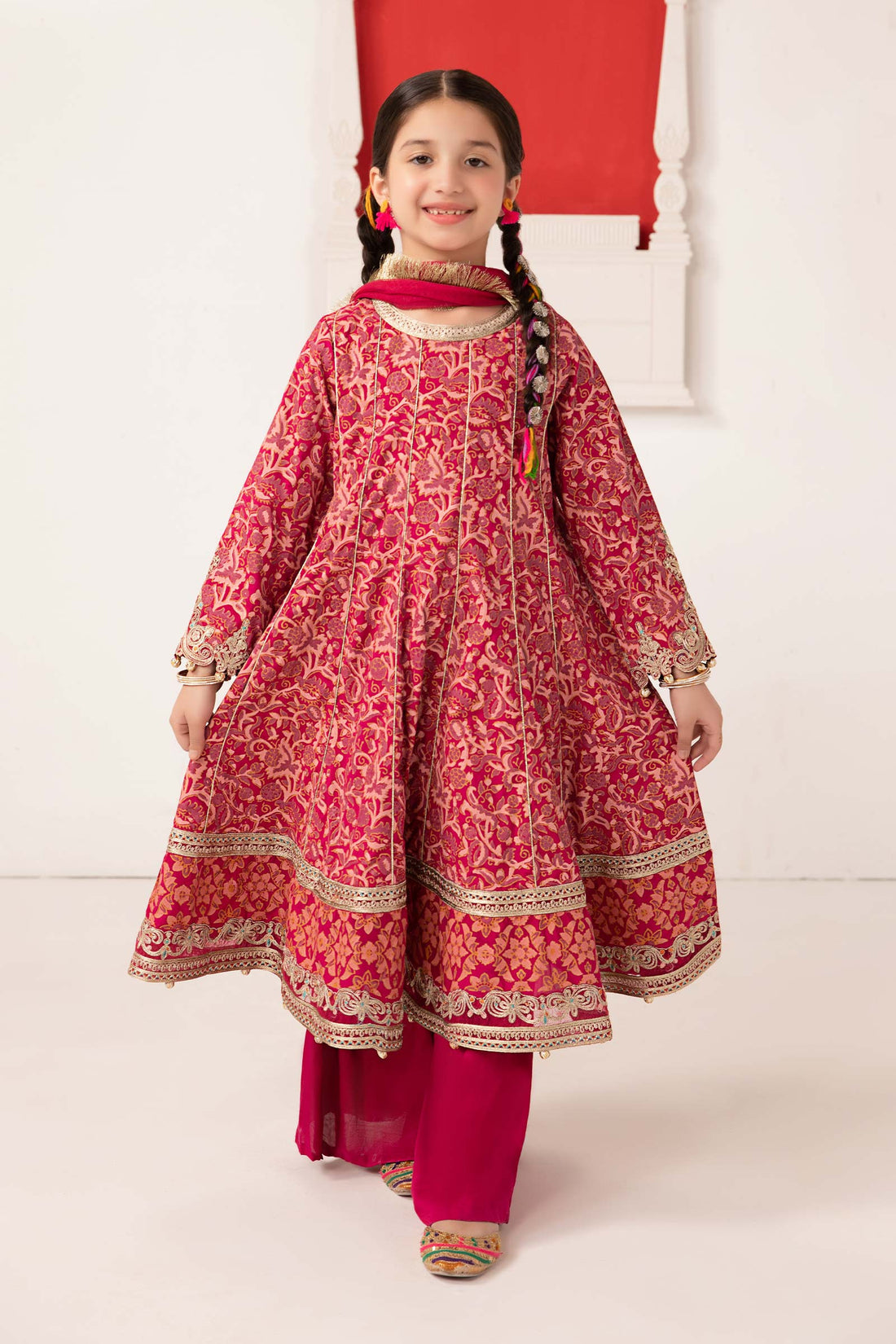 Maria B | 3 Piece Printed Raw Silk Suit | MKS-EA24-05 - House Of Zarish