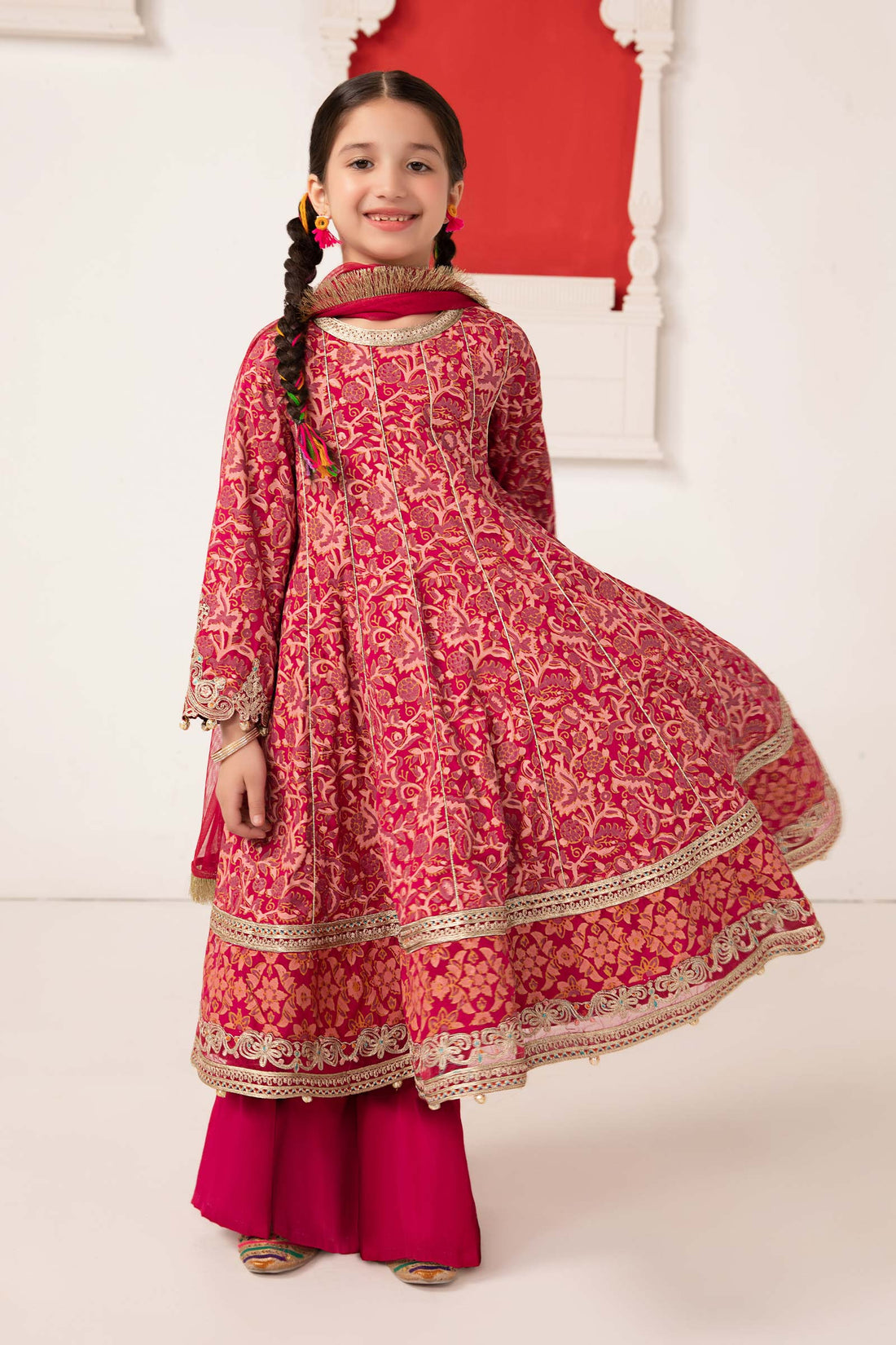 Maria B | 3 Piece Printed Raw Silk Suit | MKS-EA24-05 - House Of Zarish